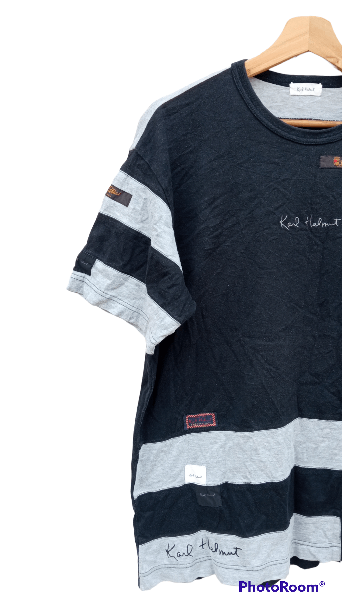 Japanese Brand × Karl Helmut × Vintage 🔥🔥Vintage 90's Karl Helmut Patchwork T-Shirt Size US L / EU 52-54 / 3 - 4 Thumbnail