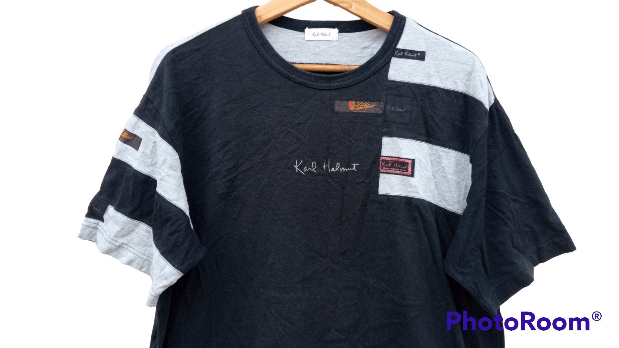 Japanese Brand × Karl Helmut × Vintage 🔥🔥Vintage 90's Karl Helmut Patchwork T-Shirt Size US L / EU 52-54 / 3 - 15 Thumbnail