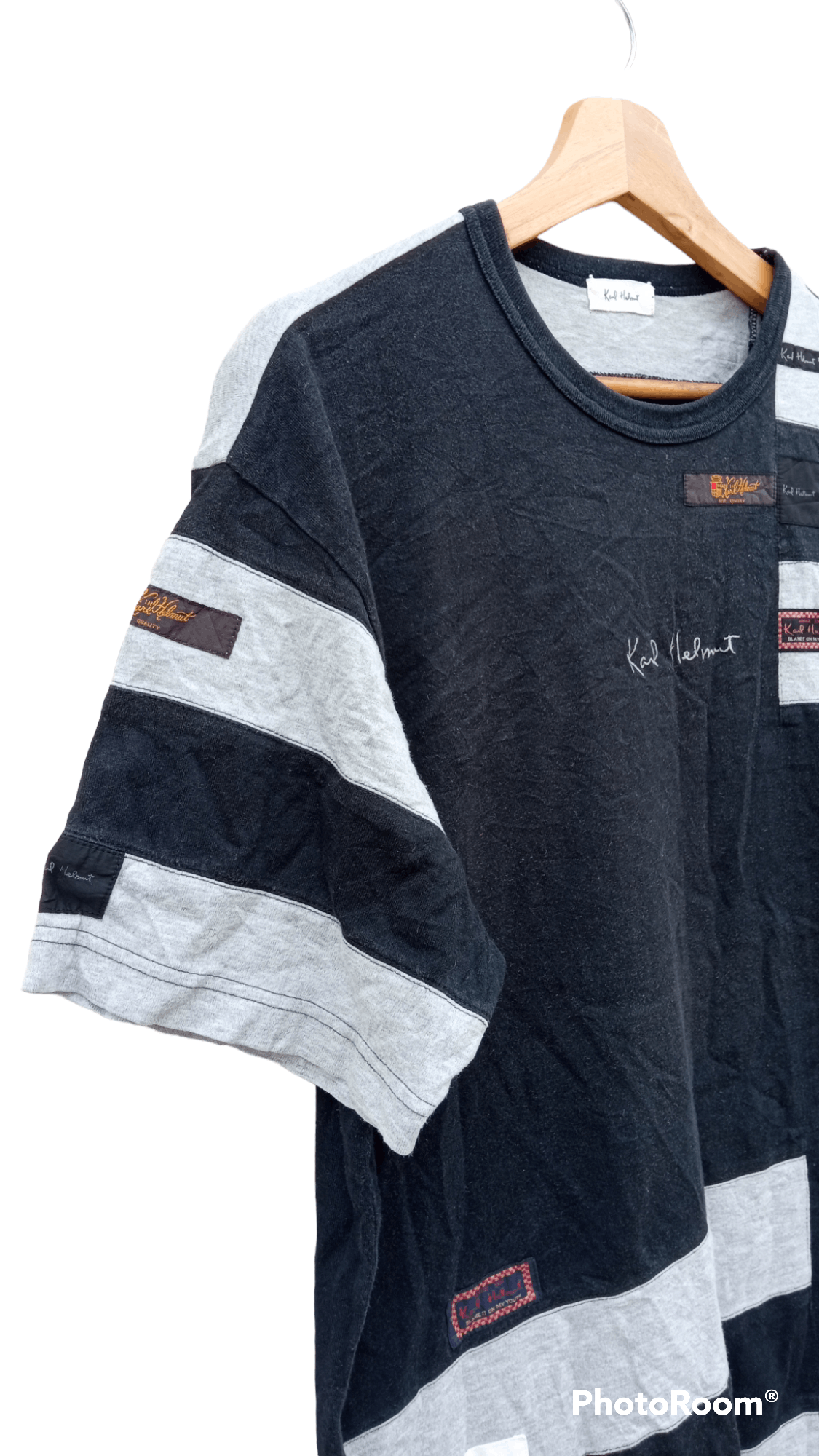 Japanese Brand × Karl Helmut × Vintage 🔥🔥Vintage 90's Karl Helmut Patchwork T-Shirt Size US L / EU 52-54 / 3 - 6 Thumbnail