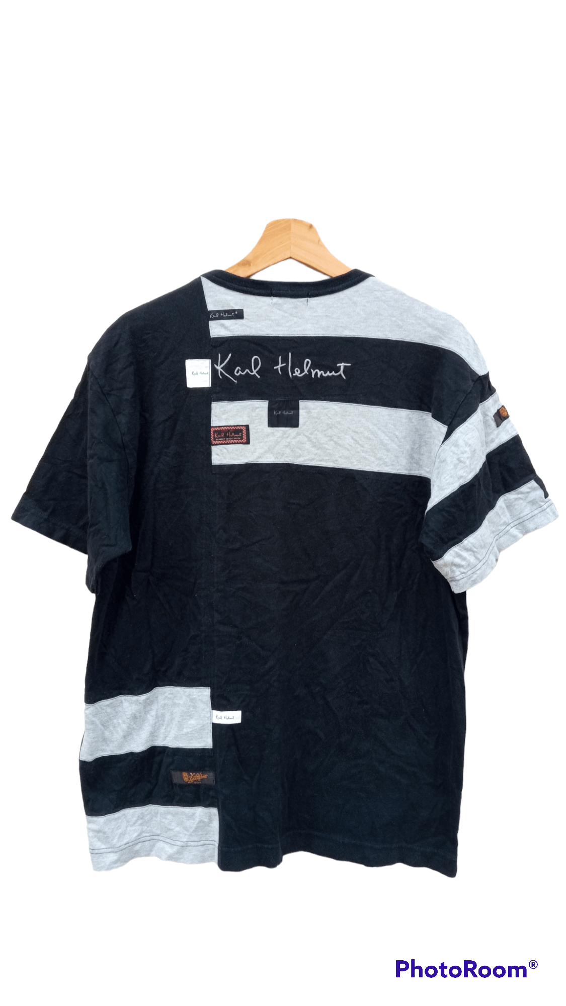 Japanese Brand × Karl Helmut × Vintage 🔥🔥Vintage 90's Karl Helmut Patchwork T-Shirt Size US L / EU 52-54 / 3 - 20 Thumbnail