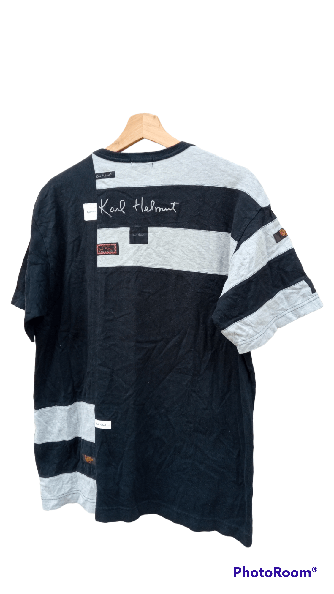 Japanese Brand × Karl Helmut × Vintage 🔥🔥Vintage 90's Karl Helmut Patchwork T-Shirt Size US L / EU 52-54 / 3 - 22 Thumbnail