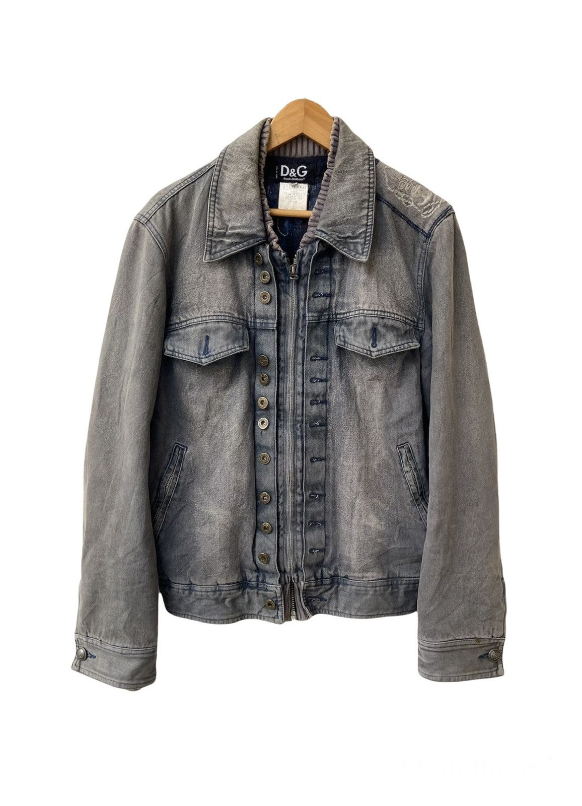 image of Dolce Gabbana Archive 80’S D&g Big Logo Sailing Denim Jacket, Men's (Size Medium)