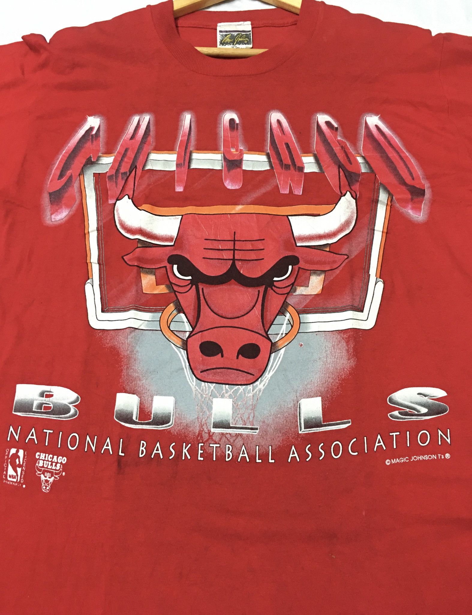 NBA Vintage 90s Chicago Bull x Magic Johnson NBA Basketball Tee Size US L / EU 52-54 / 3 - 2 Thumbnail