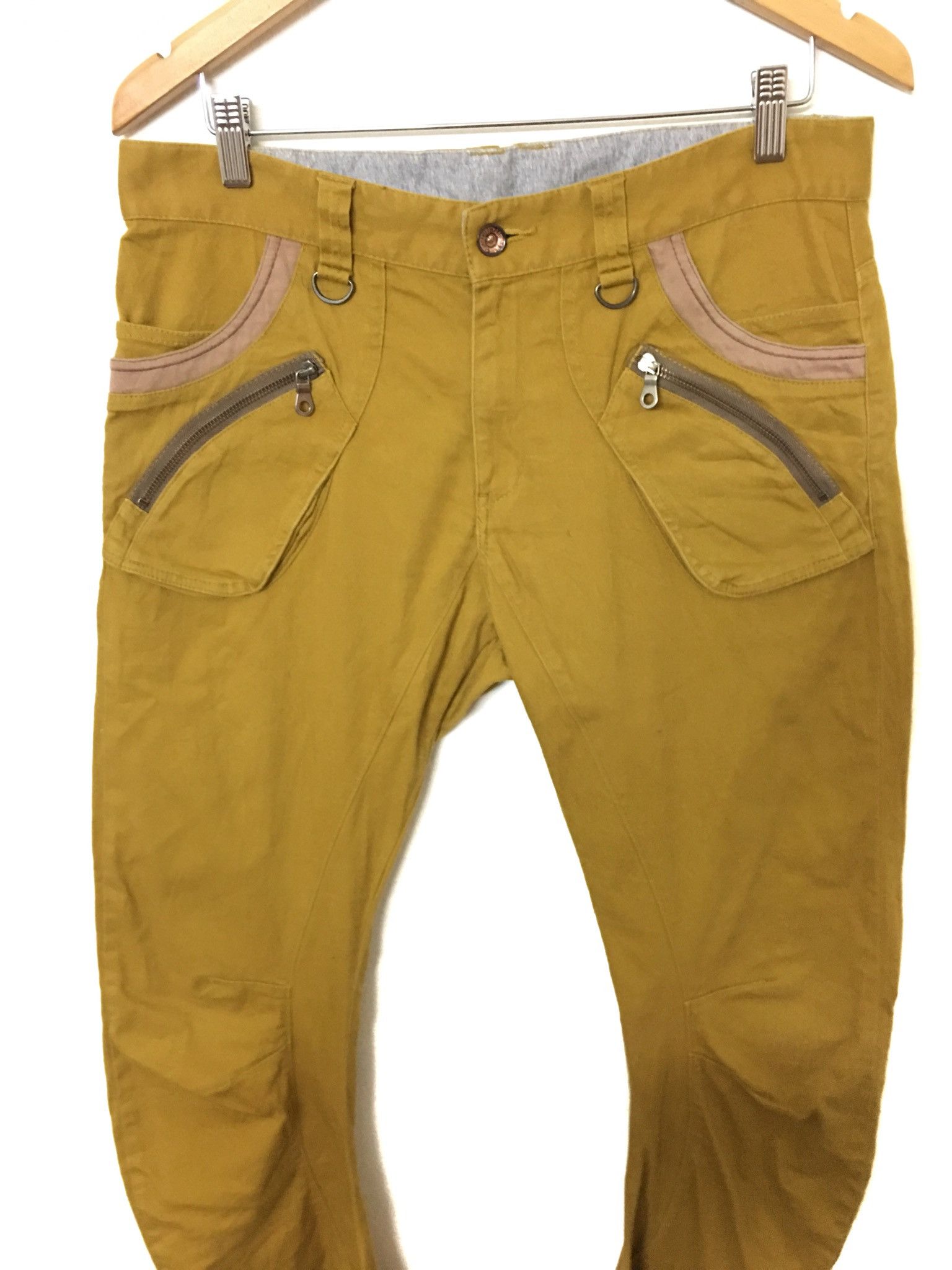 image of Ppfm Curve Pant Rockability Punk Rider Biker Style Curvpant in Gray Yellow, Men's (Size 34)