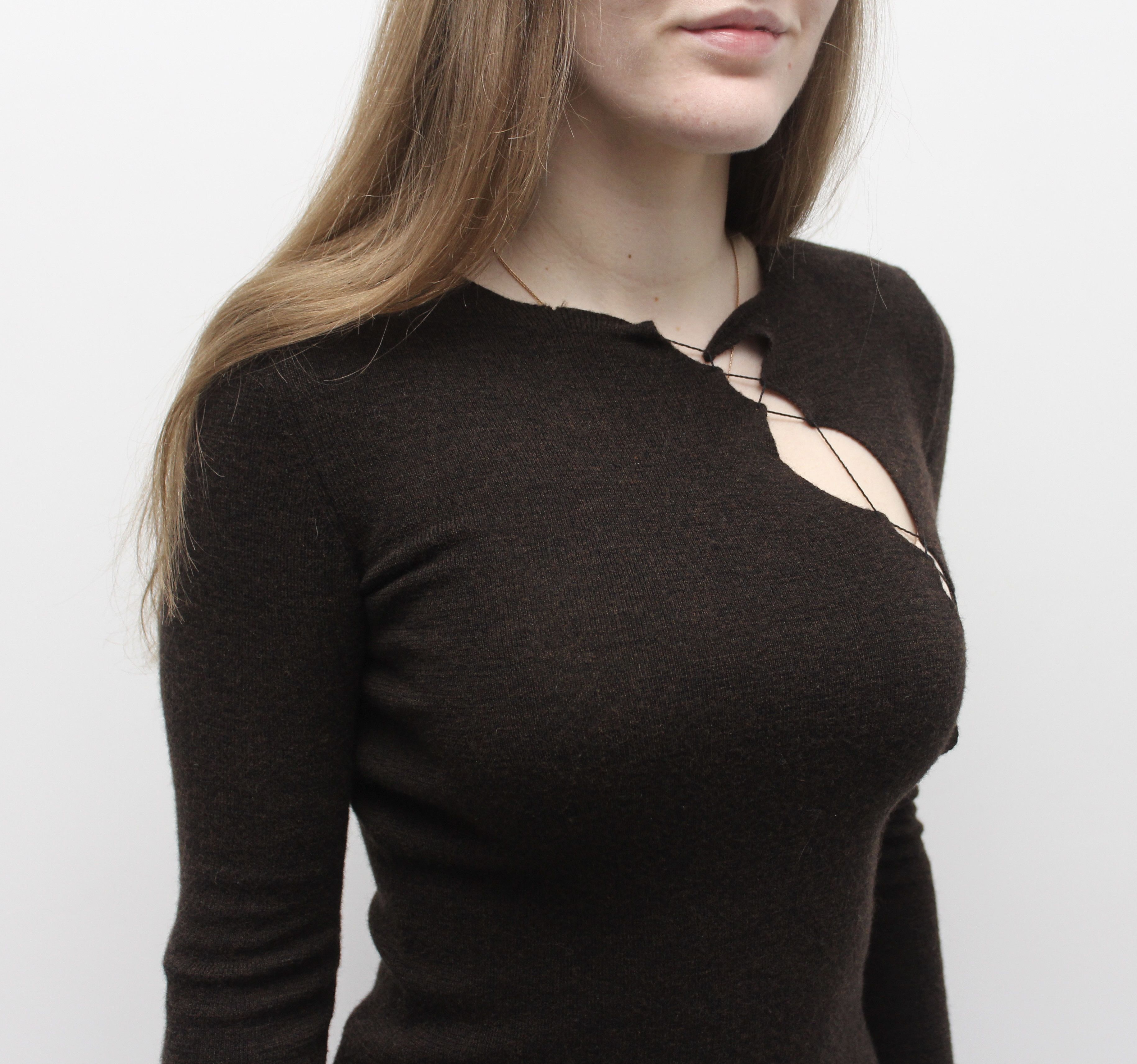 Jean Paul Gaultier × Vintage Women's Jean Paul Gaultier 1990s Wool Lace Sweater Pullover Size S / US 4 / IT 40 - 4 Thumbnail