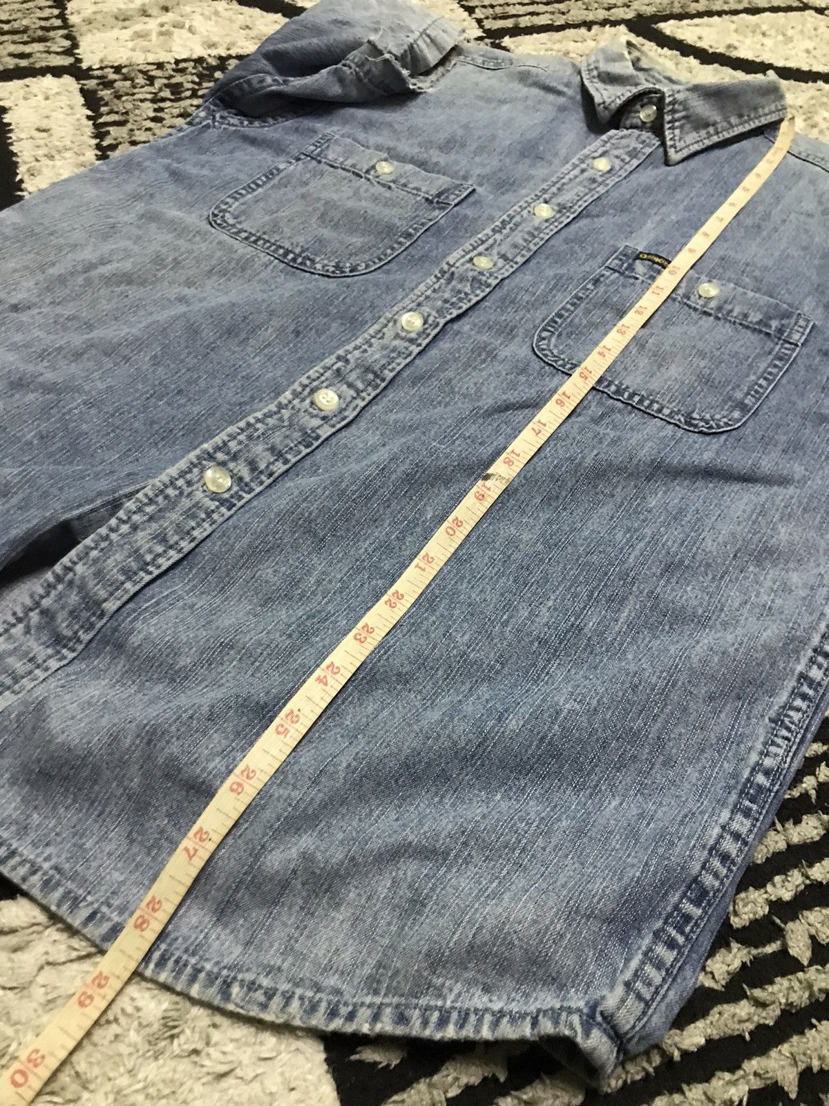 Vintage Vintage 90s Oshkosh double pocket blue denim shirts Size US M / EU 48-50 / 2 - 6 Thumbnail