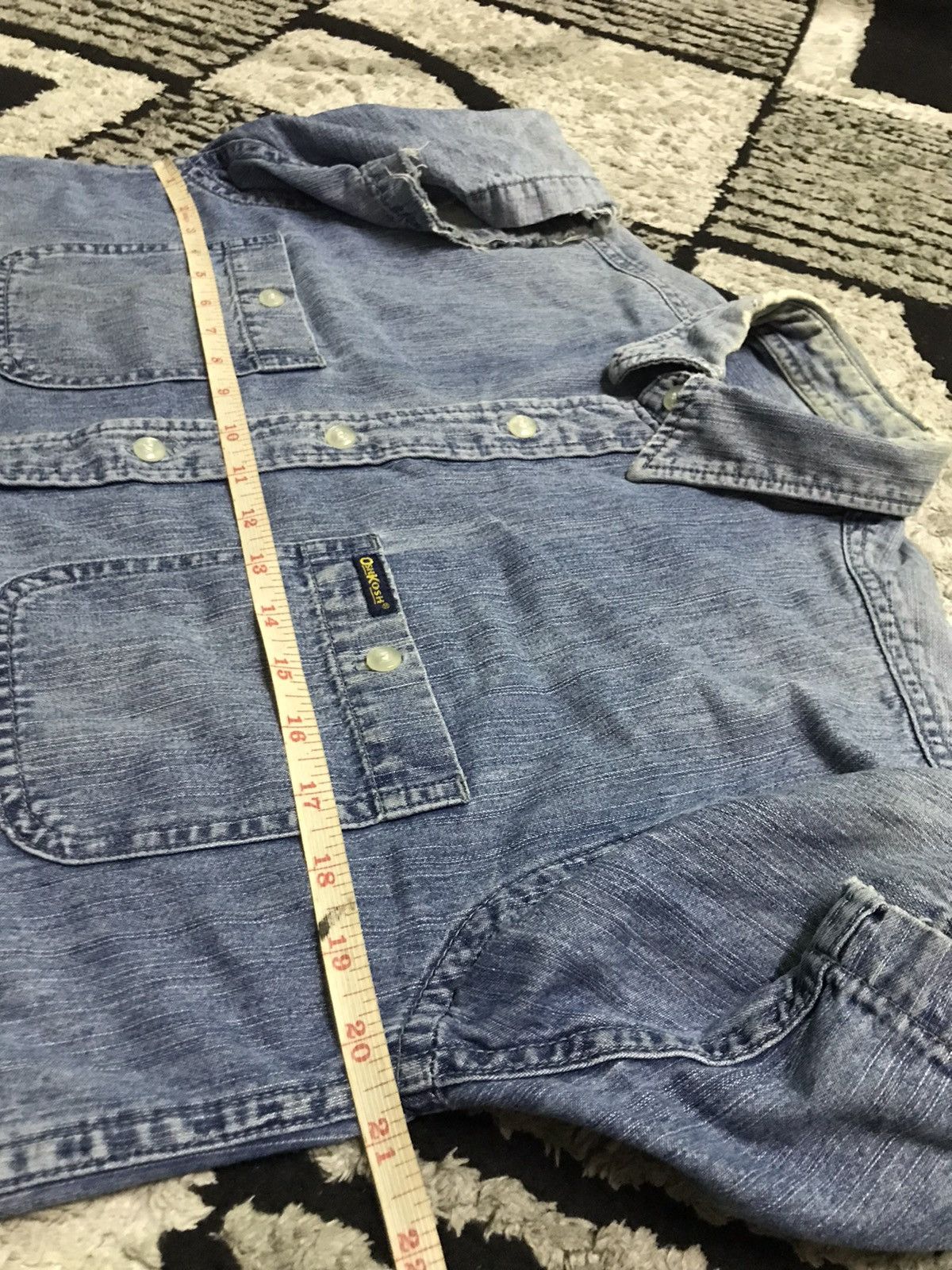 Vintage Vintage 90s Oshkosh double pocket blue denim shirts Size US M / EU 48-50 / 2 - 5 Thumbnail