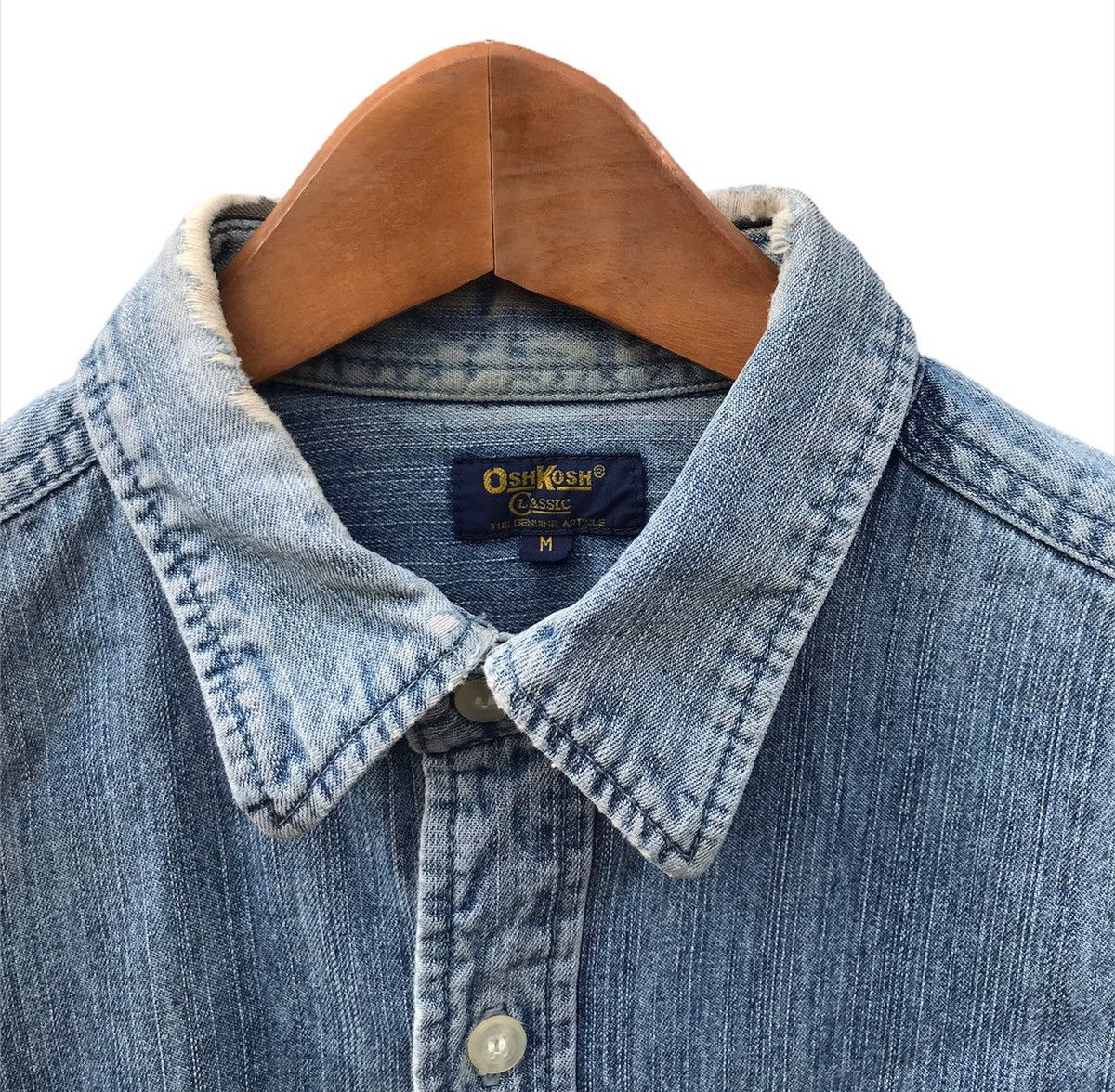 Vintage Vintage 90s Oshkosh double pocket blue denim shirts Size US M / EU 48-50 / 2 - 2 Thumbnail