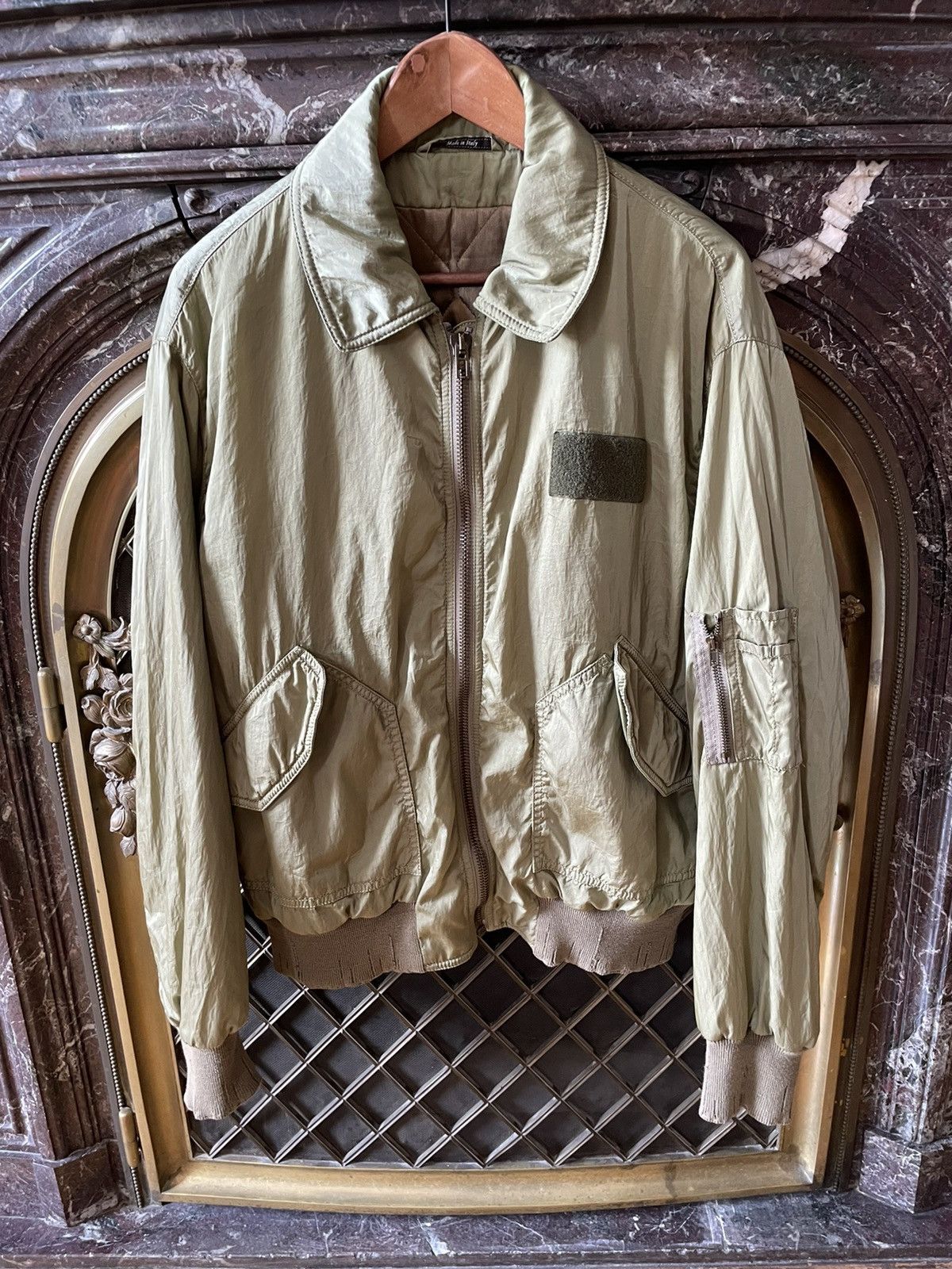 image of Maison Margiela Ss10 Washed Green Military Bomber Jacket, Men's (Size Medium)