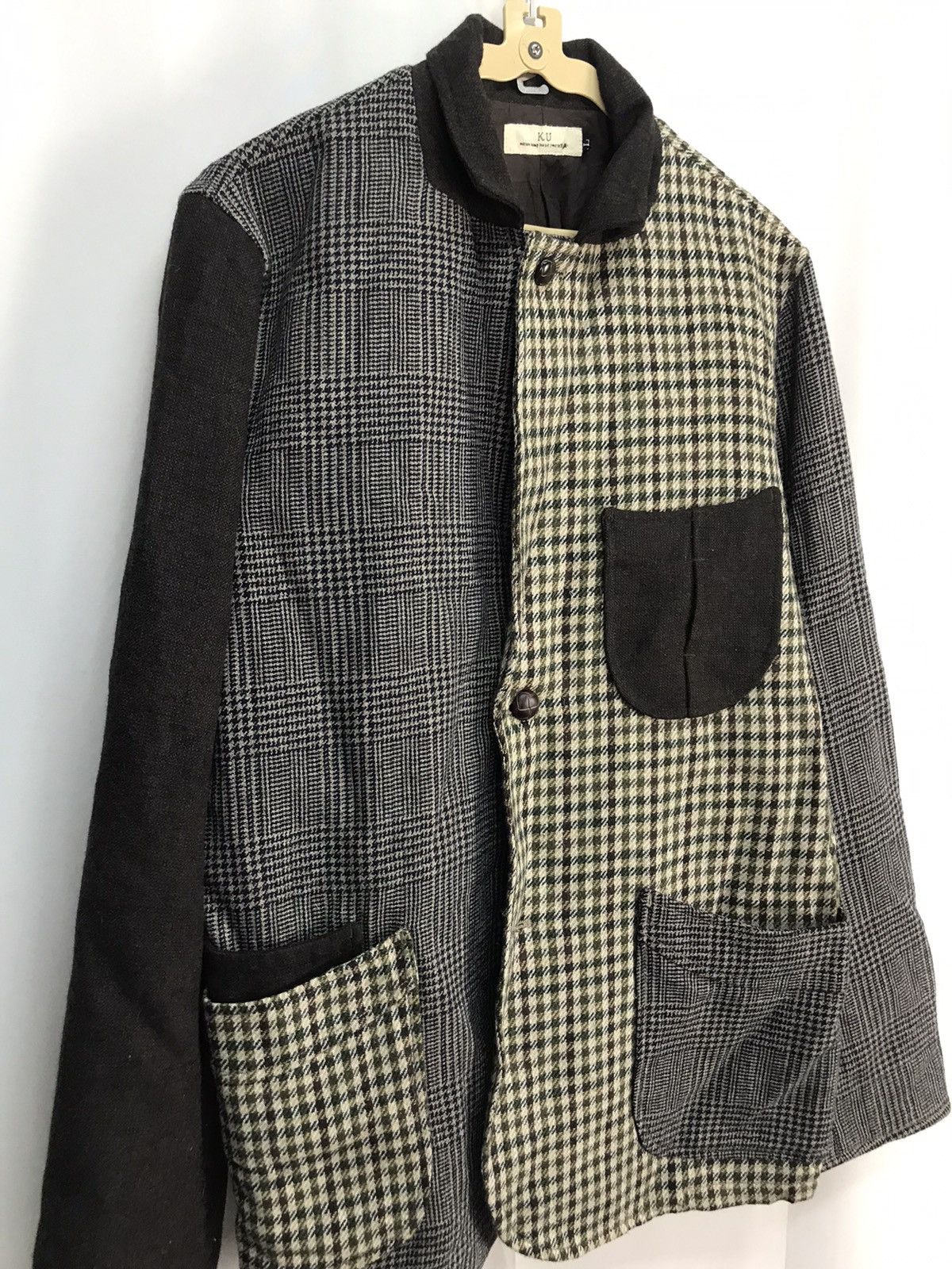 Japanese Brand × Vintage Vintage wool multi patchwork button up jacket by KU Size US M / EU 48-50 / 2 - 3 Thumbnail