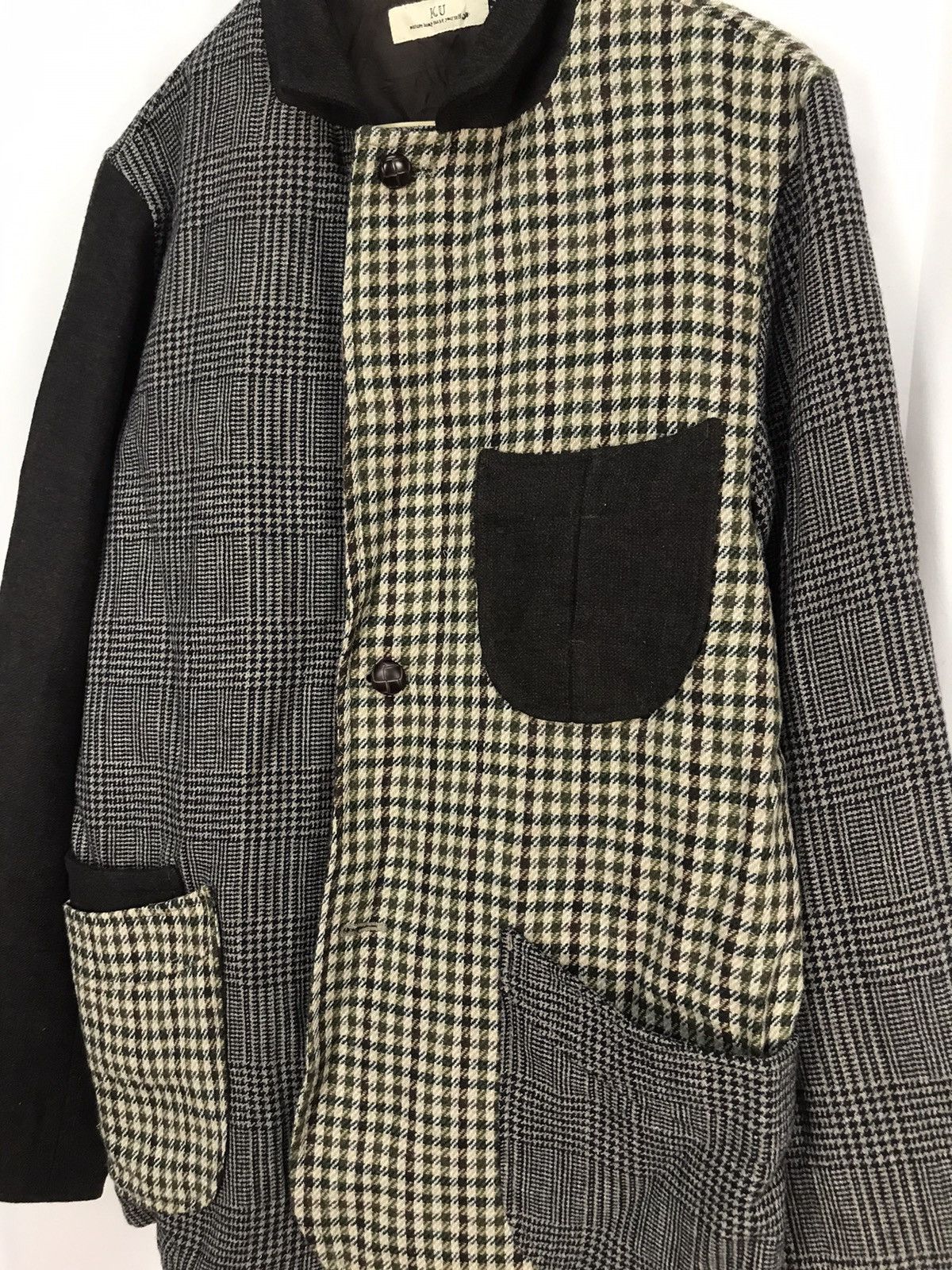 Japanese Brand × Vintage Vintage wool multi patchwork button up jacket by KU Size US M / EU 48-50 / 2 - 2 Thumbnail