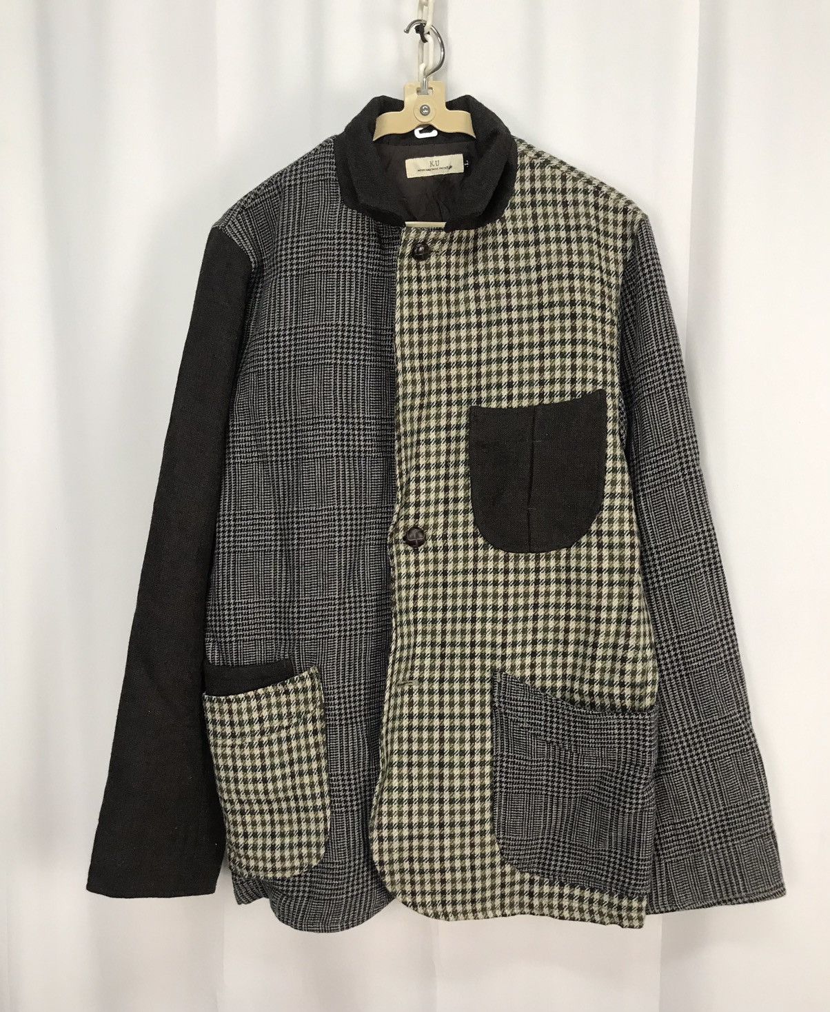 Japanese Brand × Vintage Vintage wool multi patchwork button up jacket by KU Size US M / EU 48-50 / 2 - 1 Thumbnail
