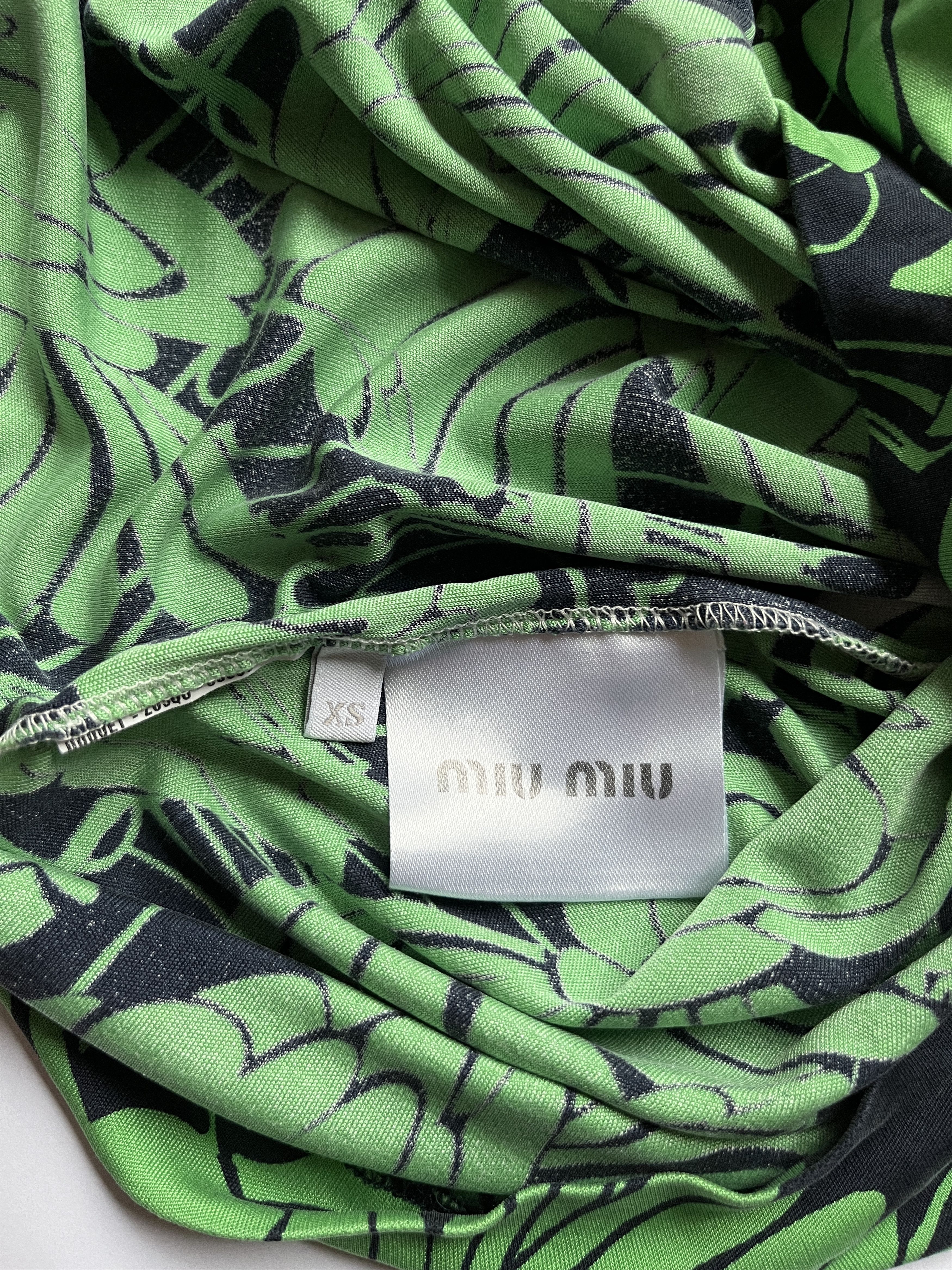Miu Miu ⚡️QUICK SALE⚡️2014 Miu Miu Green/White/Black Patterned Top Size XS / US 0-2 / IT 36-38 - 3 Thumbnail