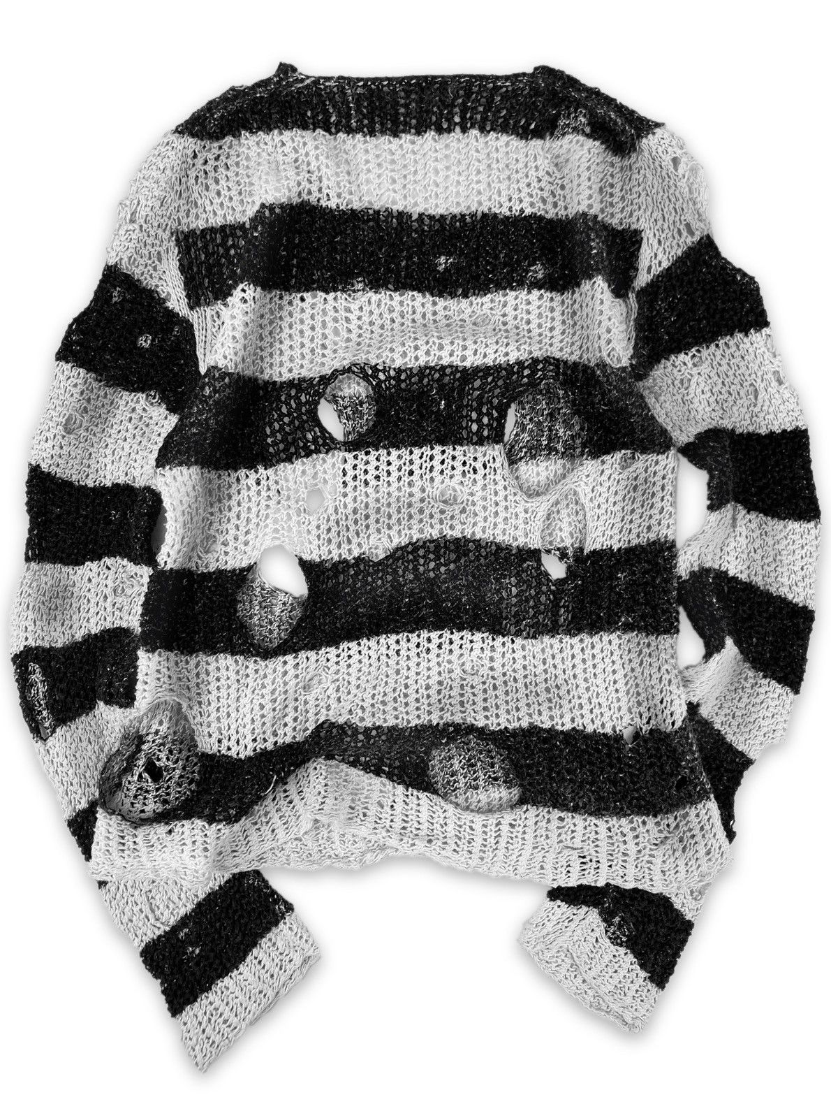 Junya Watanabe AW14 Junya Watanabe Striped Loose Gauge Distressed Sweater Size US M / EU 48-50 / 2 - 4 Thumbnail