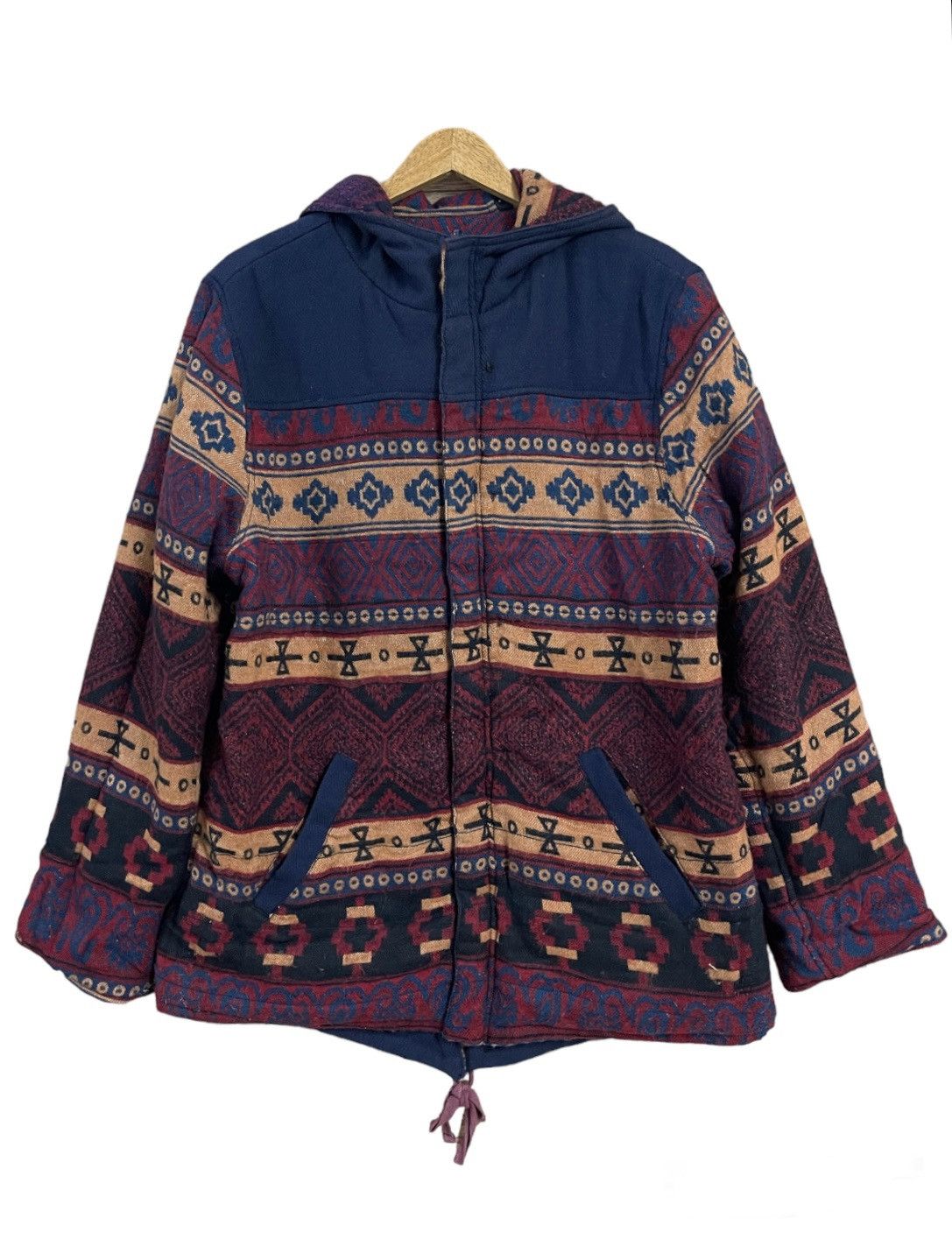 Vintage Native Reversible Jacket Hoodie Navajo L by Camina