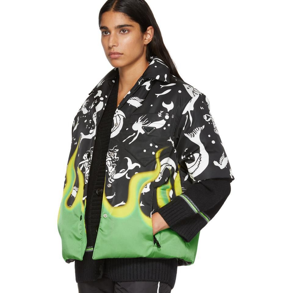 Prada Prada AW18 Black Flame and Mermaid Padded Shirt Size US S / EU 44-46 / 1 - 7 Thumbnail