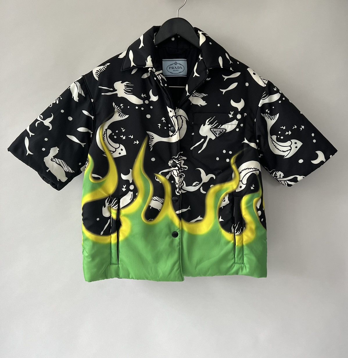 Prada Prada AW18 Black Flame and Mermaid Padded Shirt | Grailed