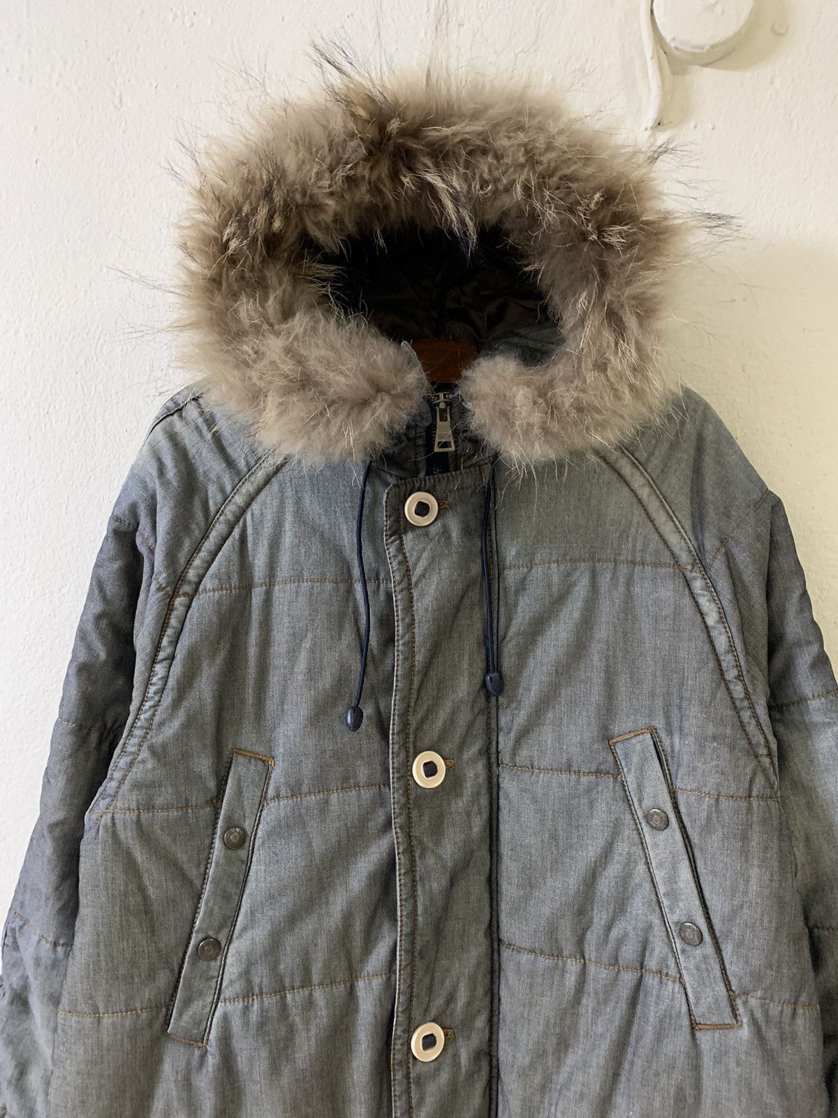 Levi's Levis Denim Padded Long Jacket Size US L / EU 52-54 / 3 - 4 Thumbnail