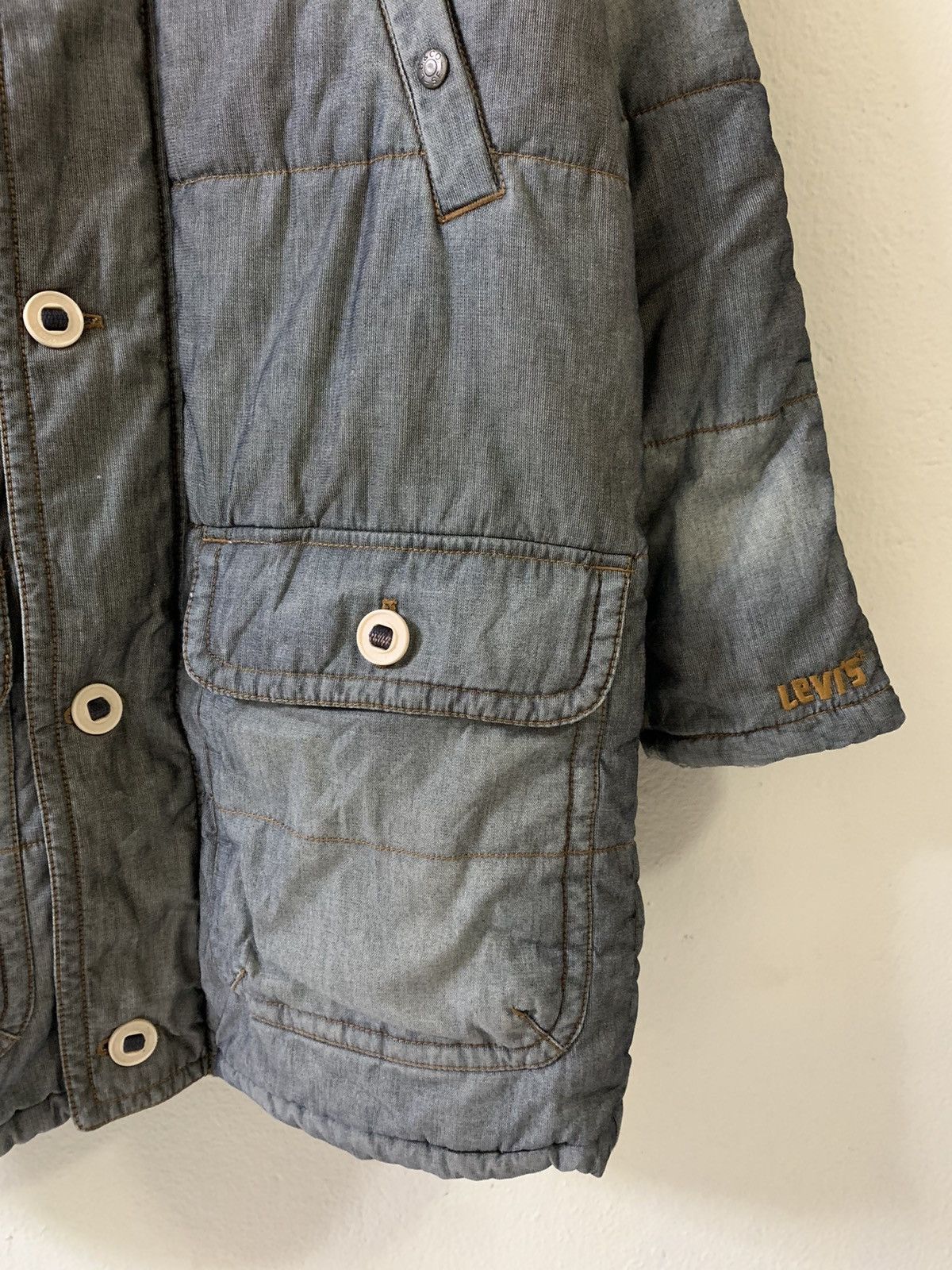 Levi's Levis Denim Padded Long Jacket Size US L / EU 52-54 / 3 - 2 Thumbnail