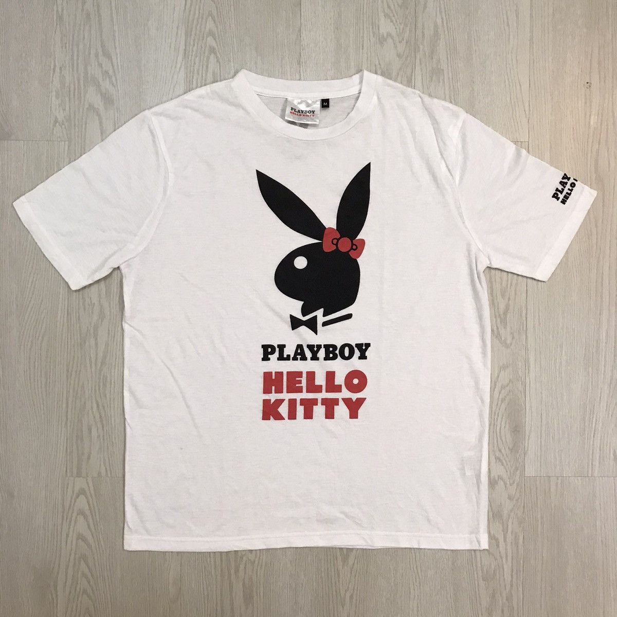 image of Cartoon Network x Playboy Vintage Playboy X Hello Kitty Tee Big Print in White, Men's (Size Medium)