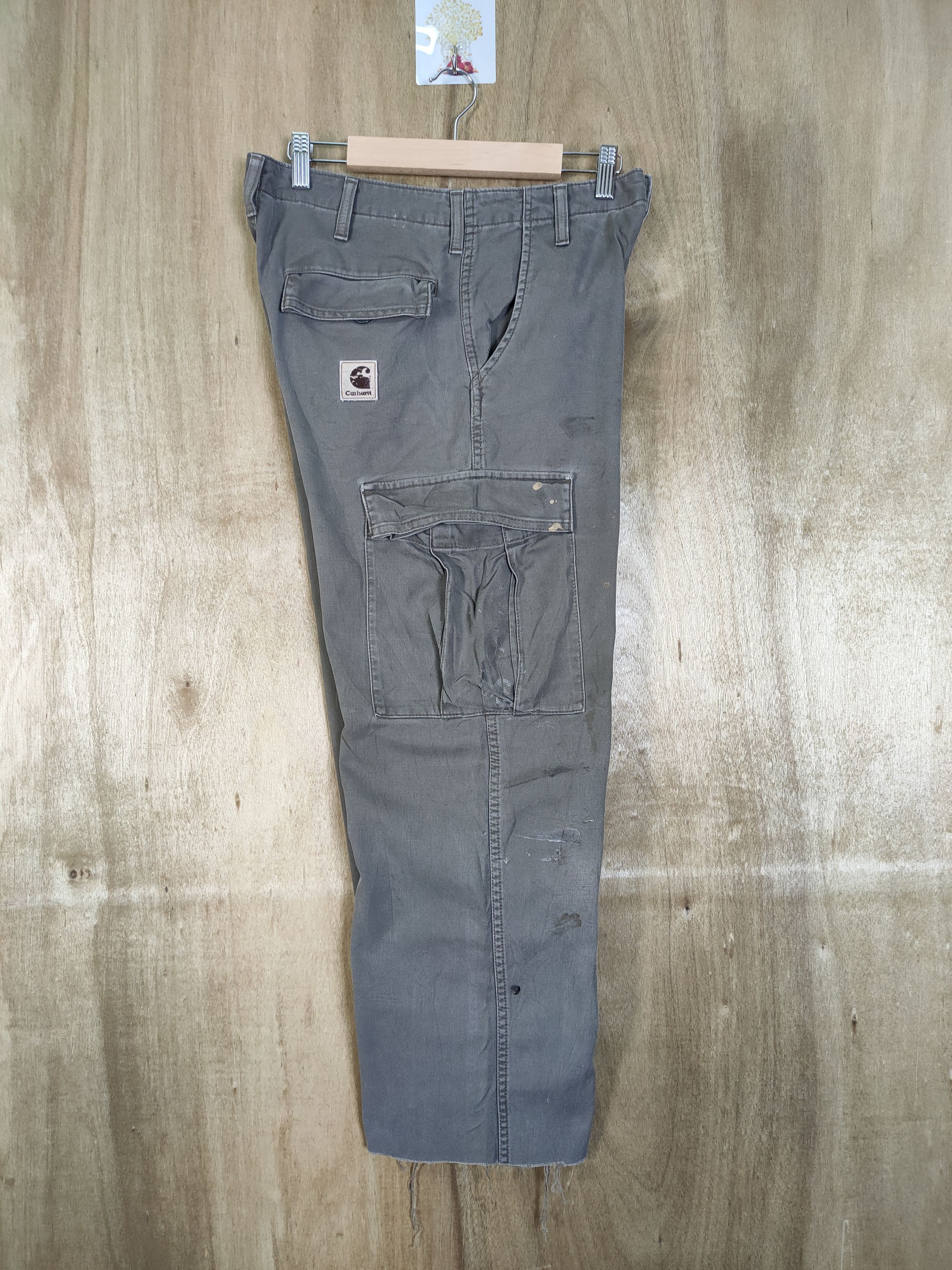 Carhartt × Vintage CARHARTT FADED BROWN STAIN WORKWEAR CARGO PANTS Size US 30 / EU 46 - 7 Thumbnail