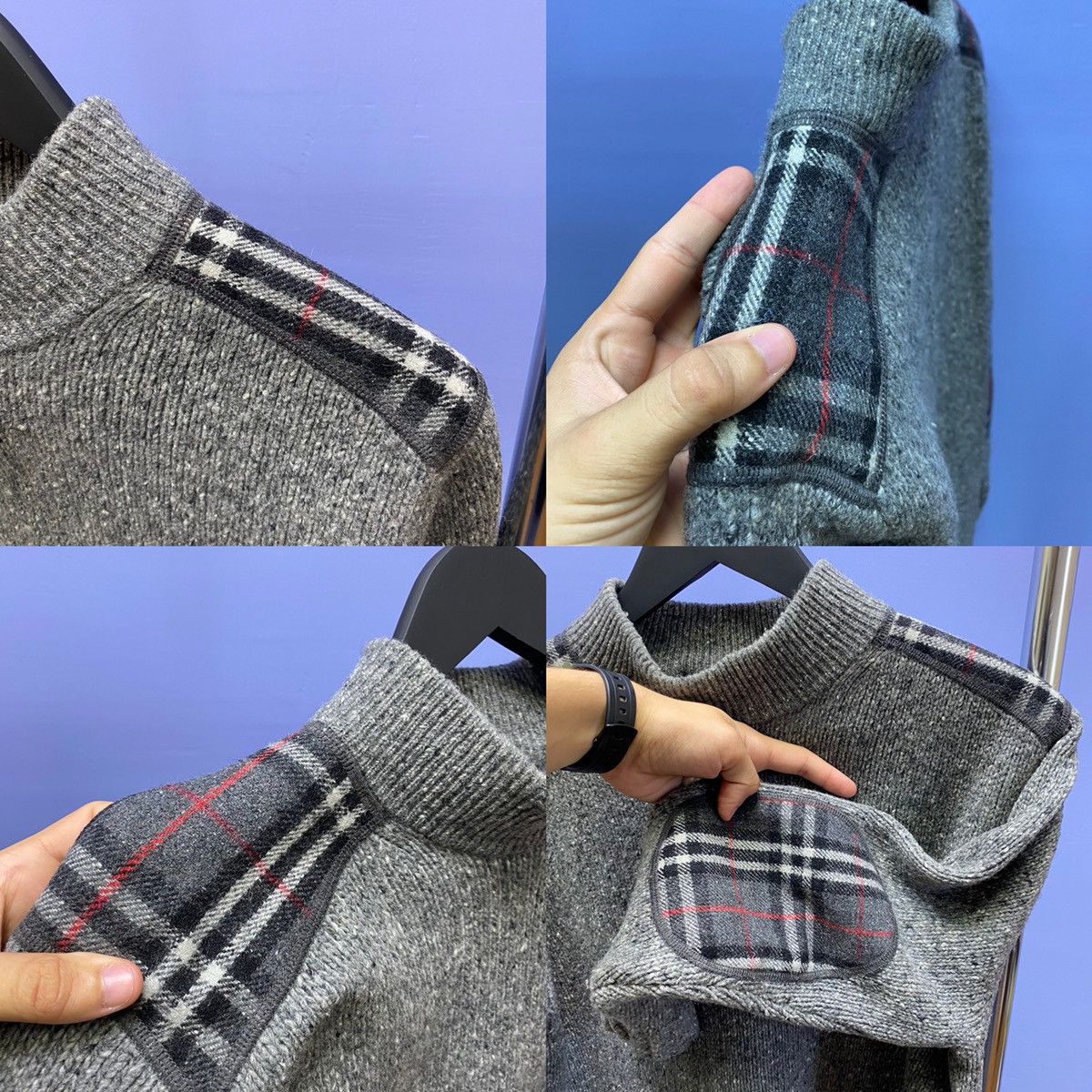 Burberry Burberry Nova Check Sweater Turtleneck Knit Men’s M Grey Size US M / EU 48-50 / 2 - 23 Thumbnail