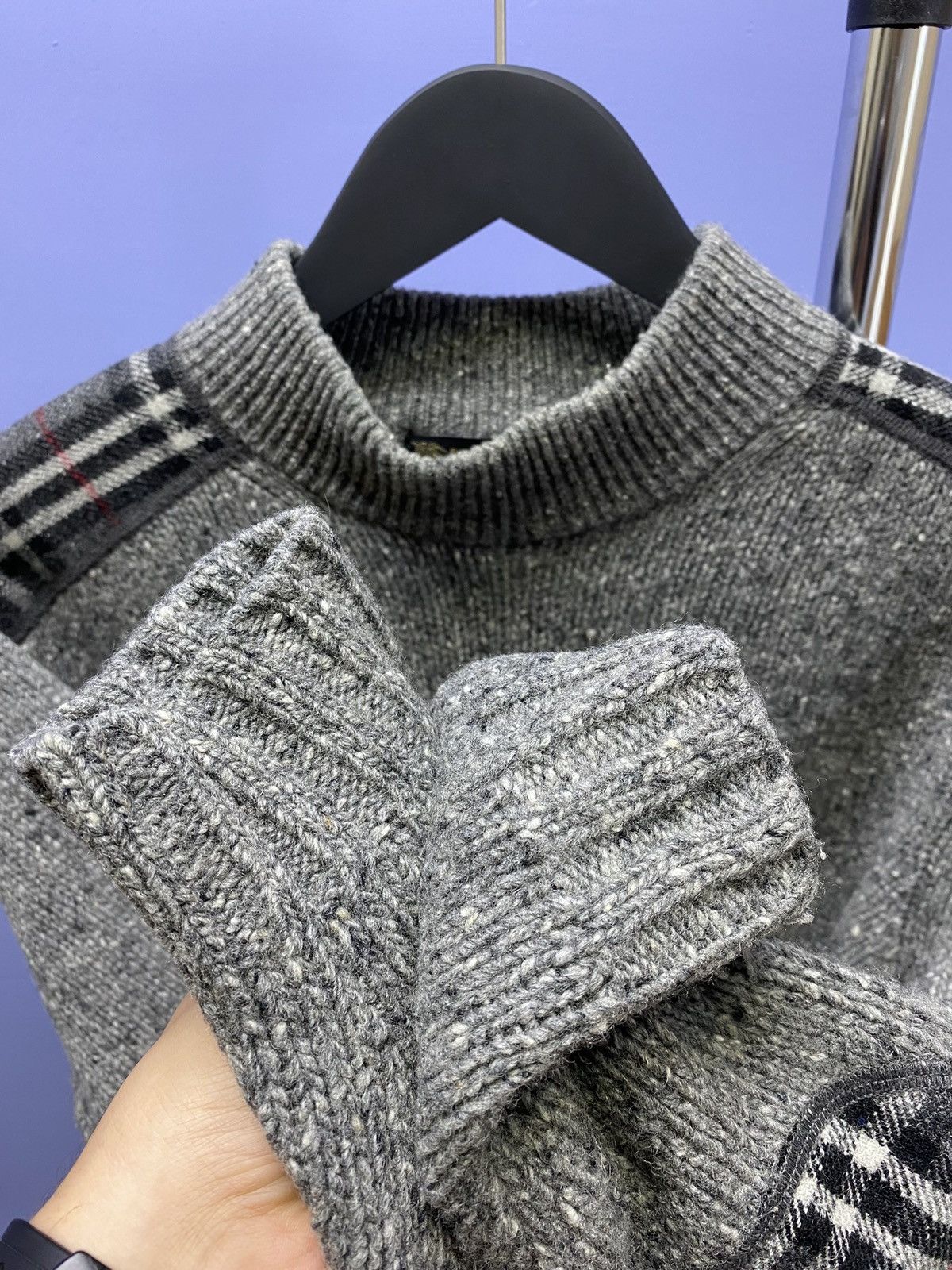 Burberry Burberry Nova Check Sweater Turtleneck Knit Men’s M Grey Size US M / EU 48-50 / 2 - 8 Thumbnail