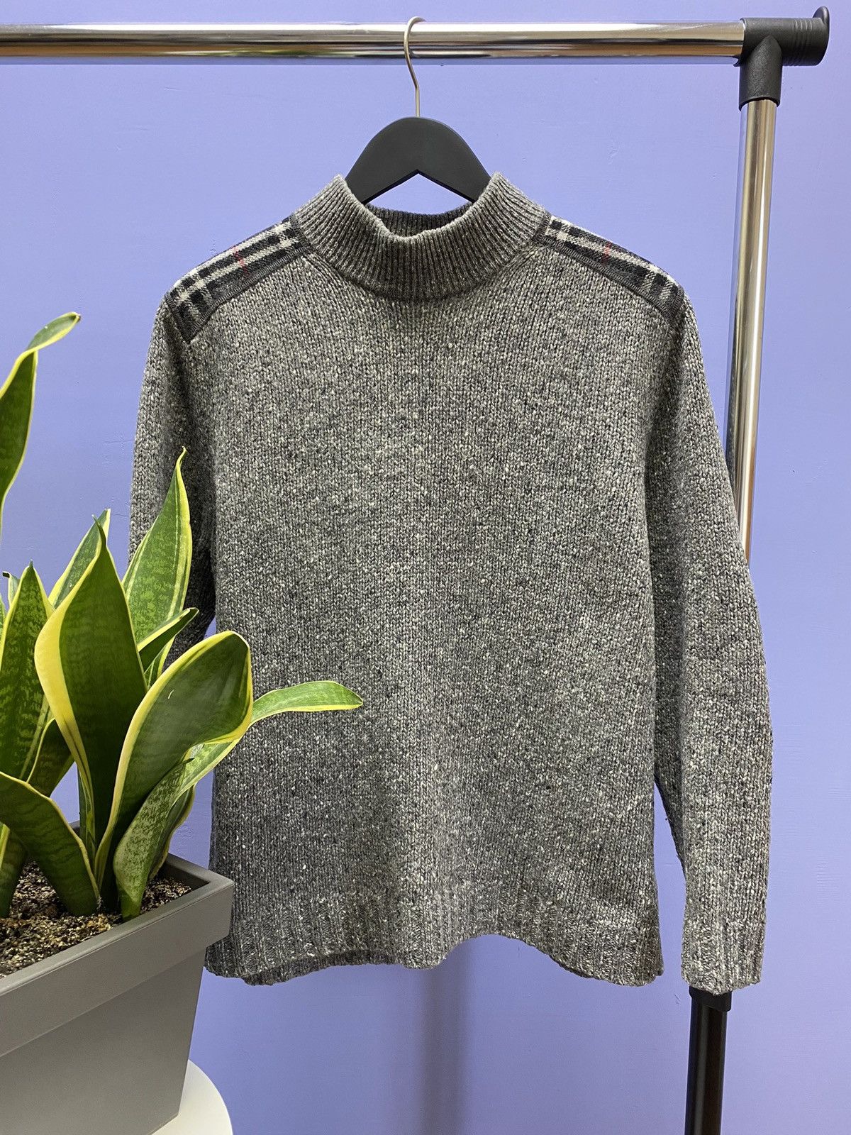 Burberry Burberry Nova Check Sweater Turtleneck Knit Men’s M Grey Size US M / EU 48-50 / 2 - 1 Thumbnail