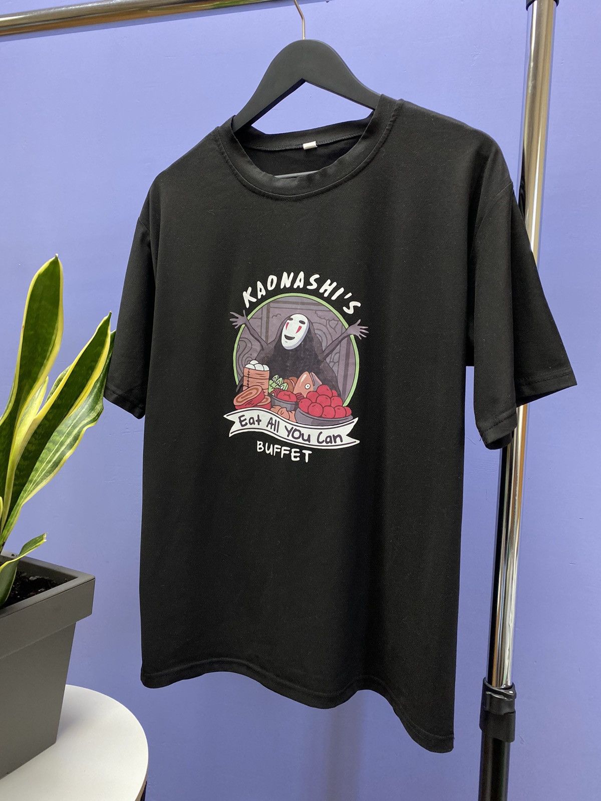Anime Spirited Away Kaonashi T Shirt Anime Tee Men’s XL Logo Black Size US XL / EU 56 / 4 - 2 Thumbnail