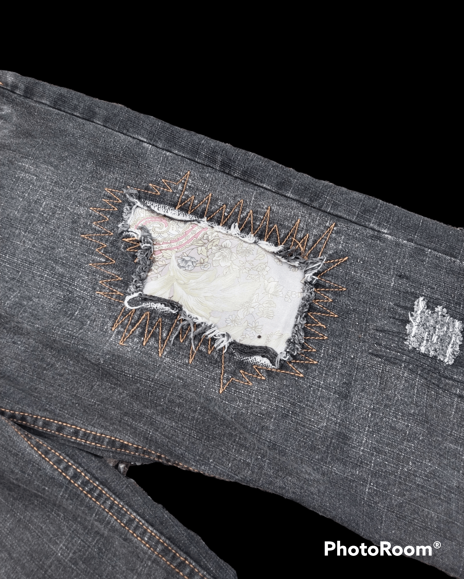If Six Was Nine FLARE⚡DISTRESSED PACTHWORK FLORAL FREEBEAT DIAG DENIM PANTS Size US 30 / EU 46 - 5 Thumbnail