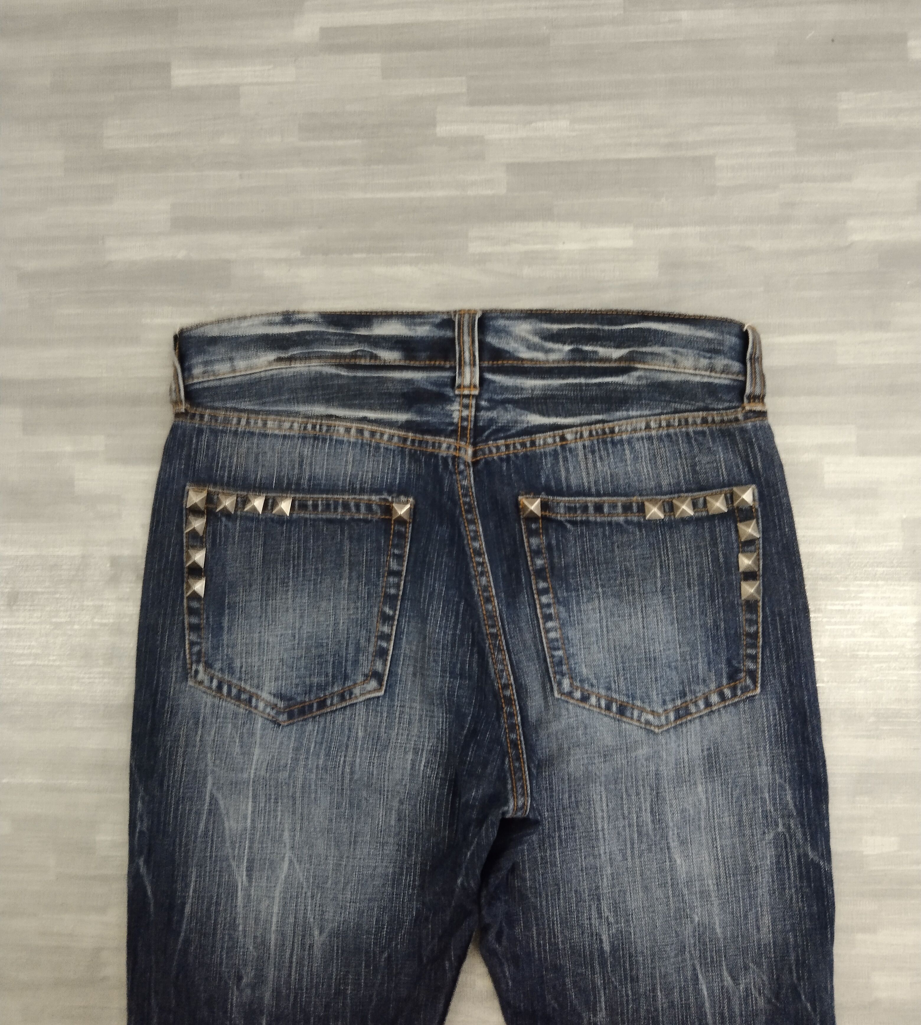 Japanese Brand FLARE🔥SUPER SICK WASHED UNBRAND STUDDED DENIM PANTS Size US 30 / EU 46 - 5 Thumbnail