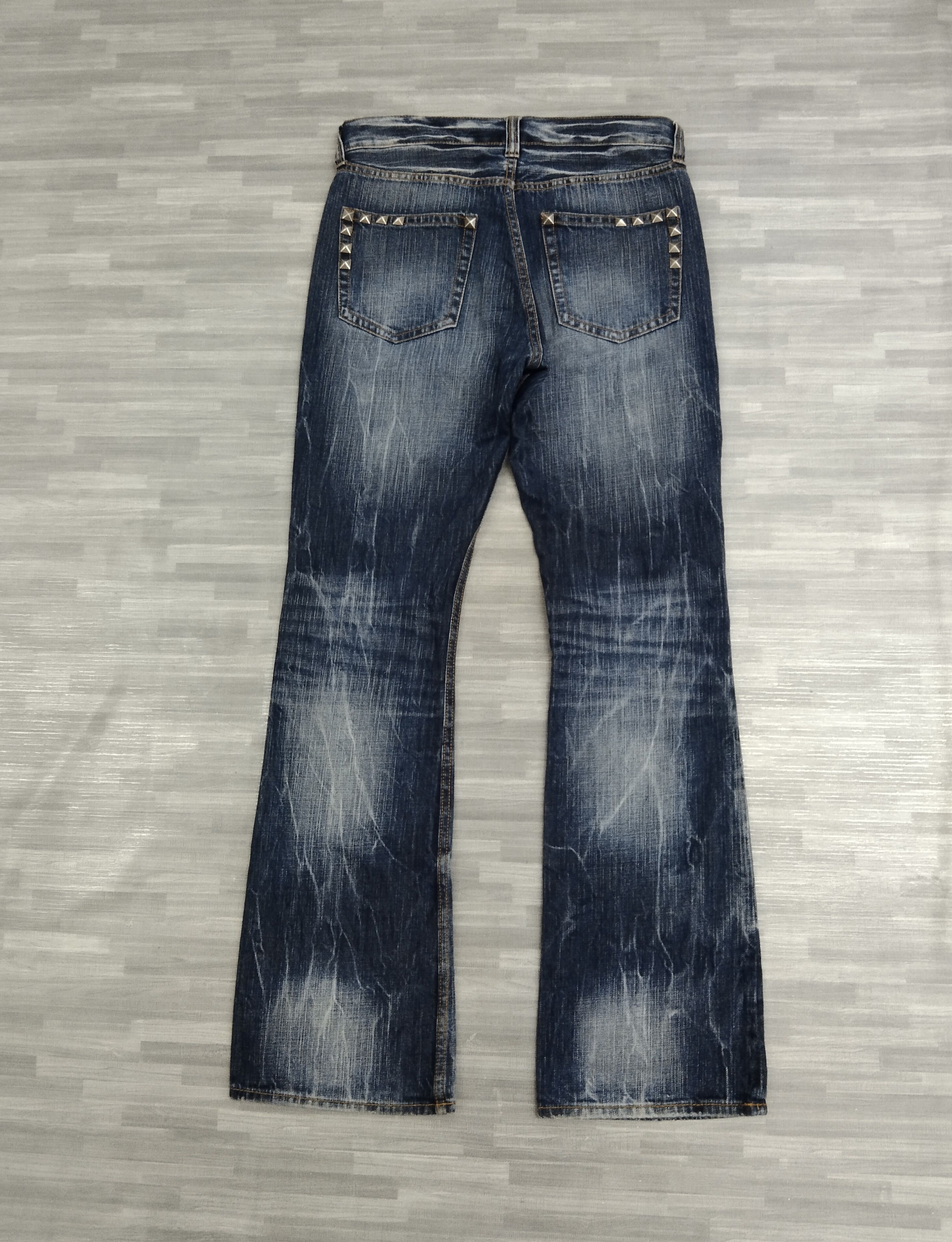 Japanese Brand FLARE🔥SUPER SICK WASHED UNBRAND STUDDED DENIM PANTS Size US 30 / EU 46 - 3 Thumbnail