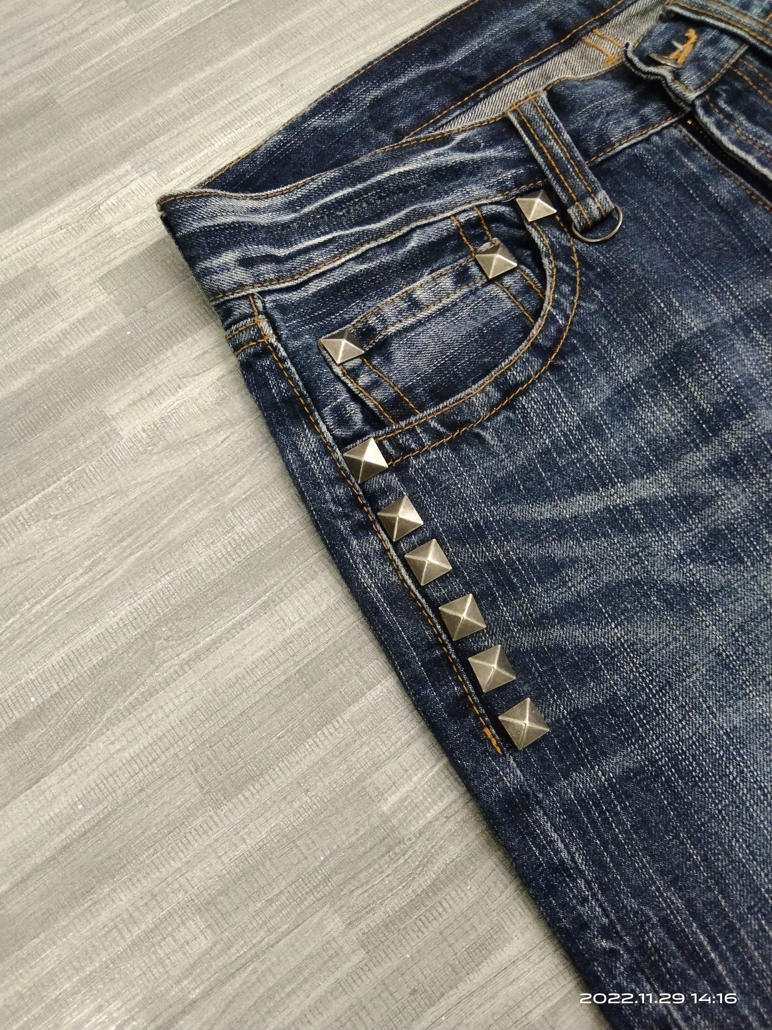 Japanese Brand FLARE🔥SUPER SICK WASHED UNBRAND STUDDED DENIM PANTS Size US 30 / EU 46 - 6 Thumbnail