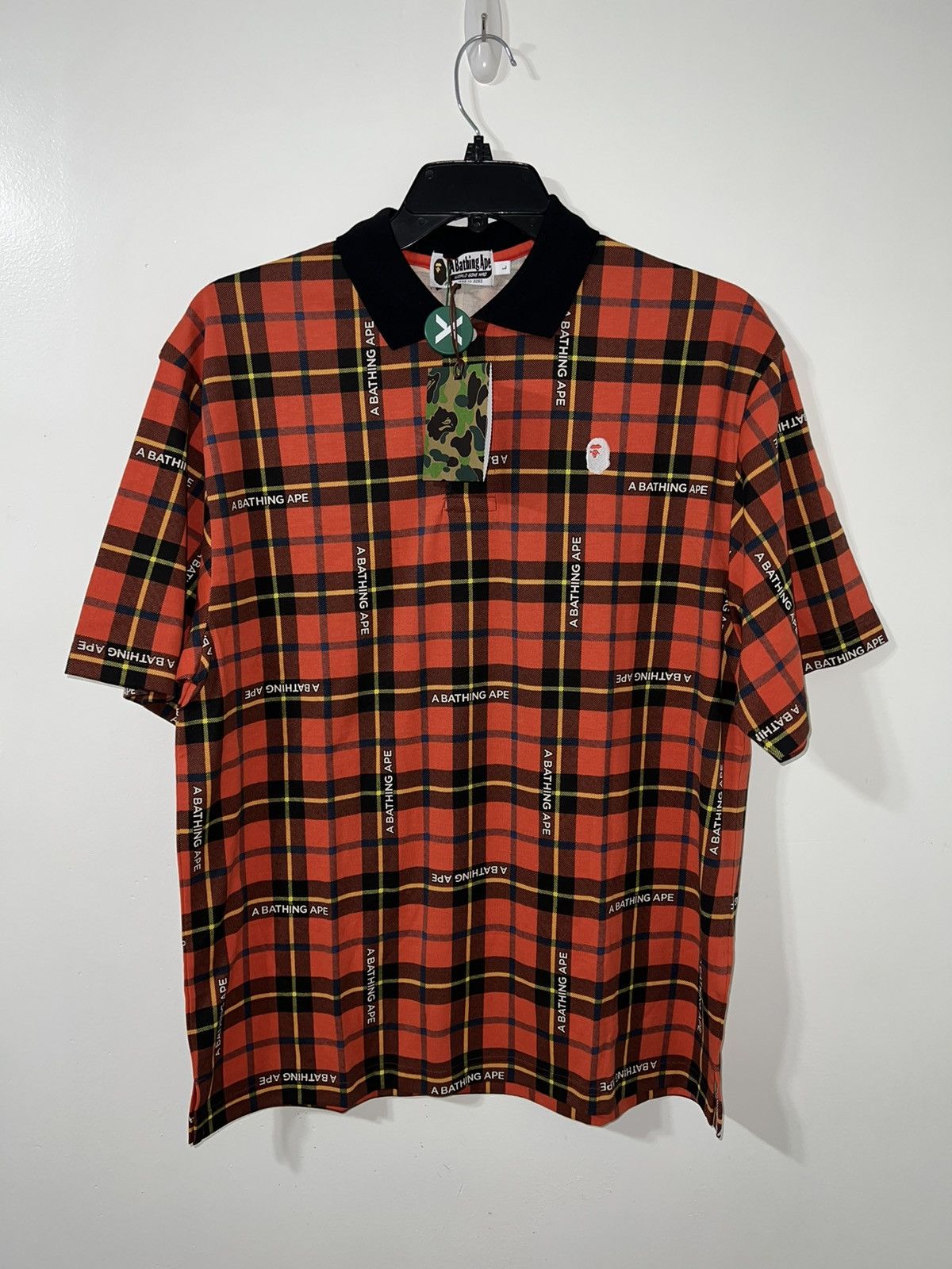 Bape A Bathing Ape Logo Check Relaxed Fit Polo | Grailed