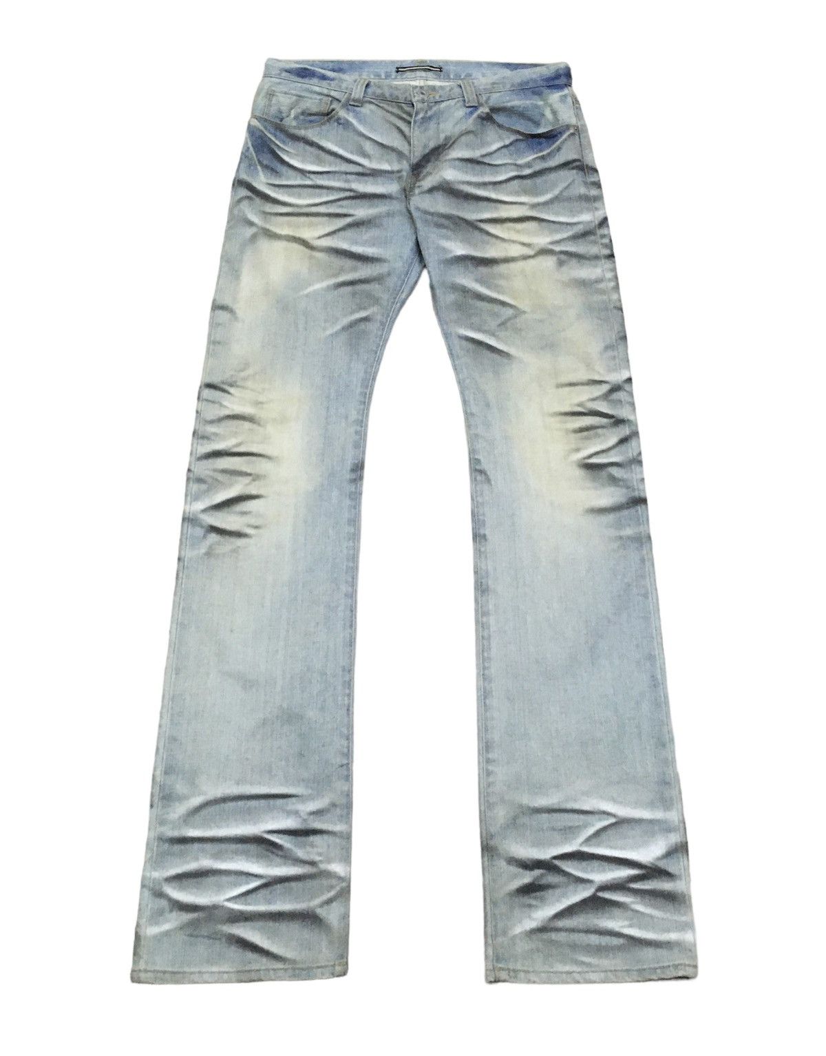 Le Grande Bleu (L.G.B.) Rare Design Vintage Brand Male & Co Flared Jeans 2000s Size US 33 - 1 Thumbnail