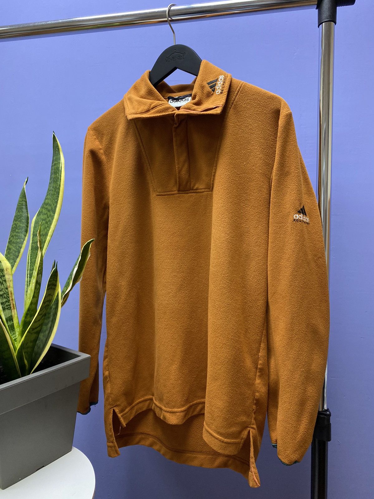 Adidas × Vintage Vintage Adidas Equipment Half Zip Fleece Sweatshirt Jacket Size US M / EU 48-50 / 2 - 2 Thumbnail
