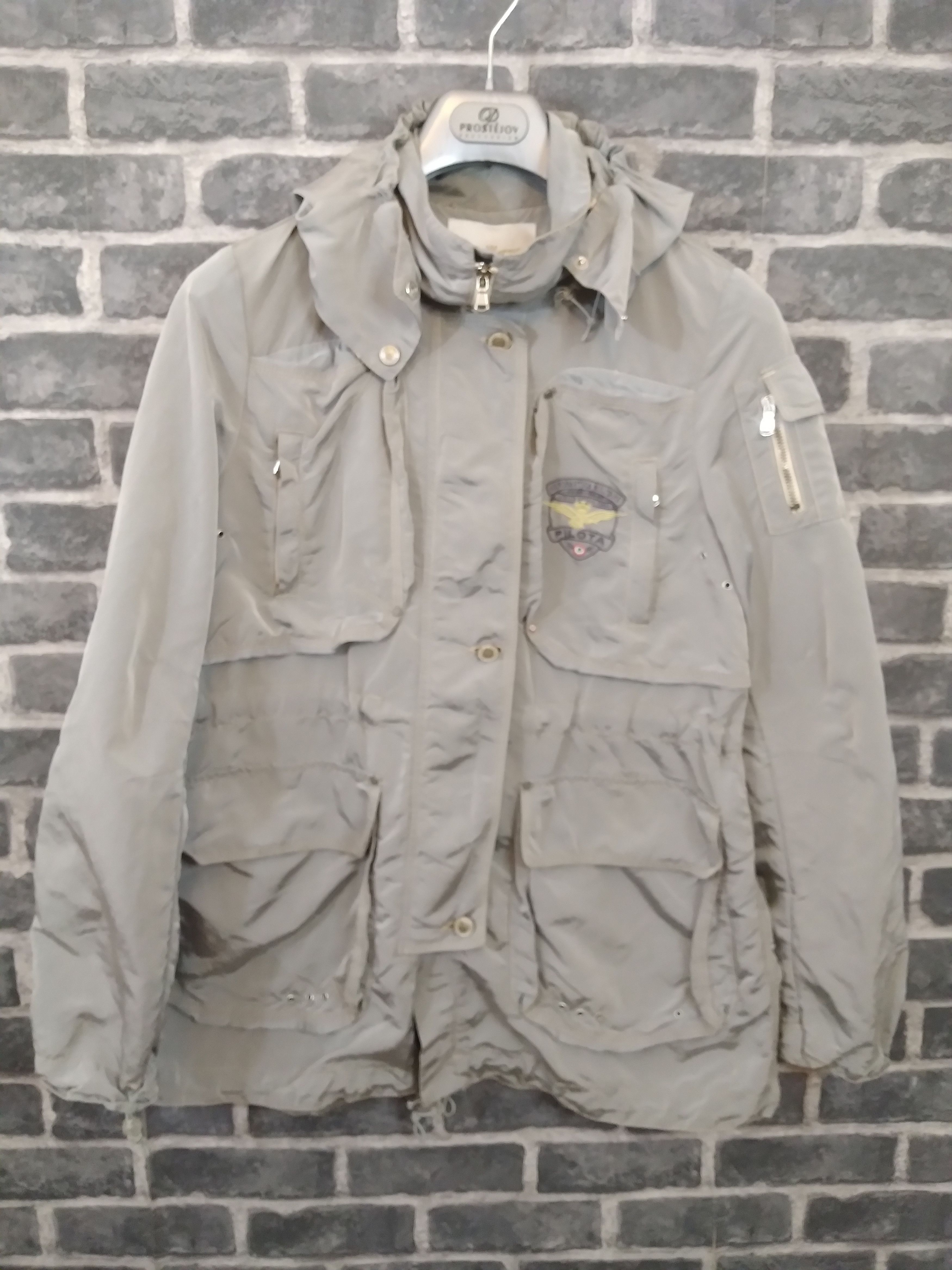 Original Italian Military air forces rain jacket hooded lined olive raincoat NEW