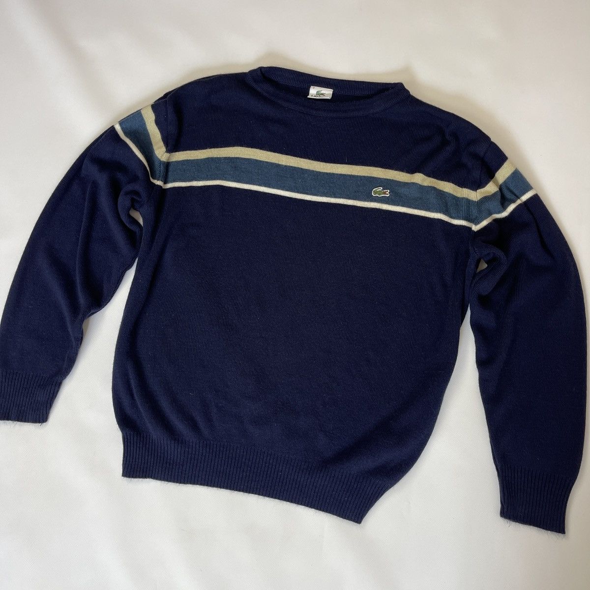 Lacoste Lacoste vintage striped logo sweater knitwear made in UK Size US XXL / EU 58 / 5 - 2 Thumbnail