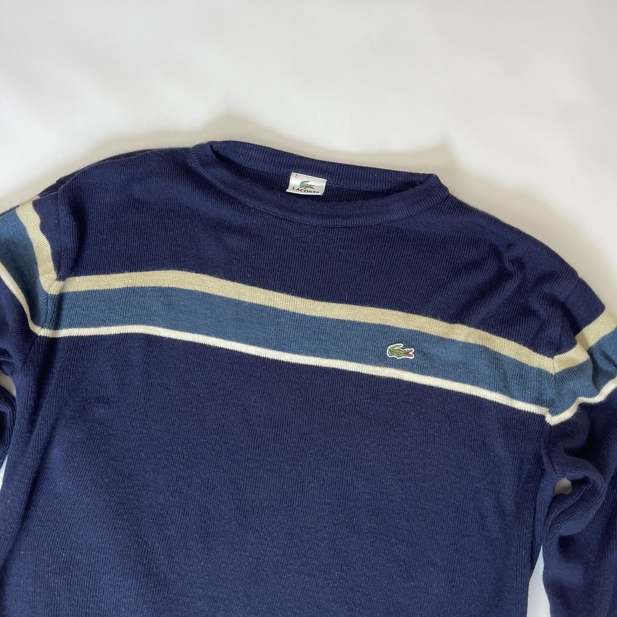 Lacoste Lacoste vintage striped logo sweater knitwear made in UK Size US XXL / EU 58 / 5 - 4 Thumbnail