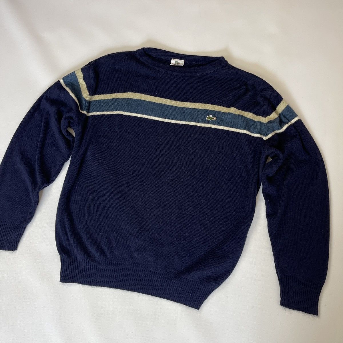 Lacoste Lacoste vintage striped logo sweater knitwear made in UK Size US XXL / EU 58 / 5 - 3 Thumbnail