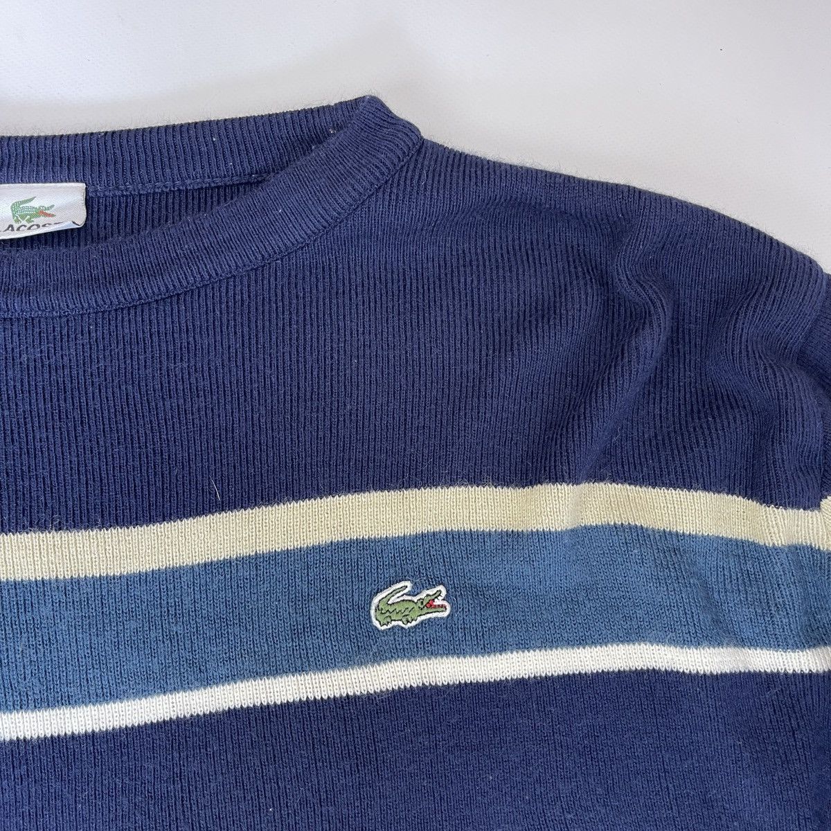 Lacoste Lacoste vintage striped logo sweater knitwear made in UK Size US XXL / EU 58 / 5 - 5 Thumbnail