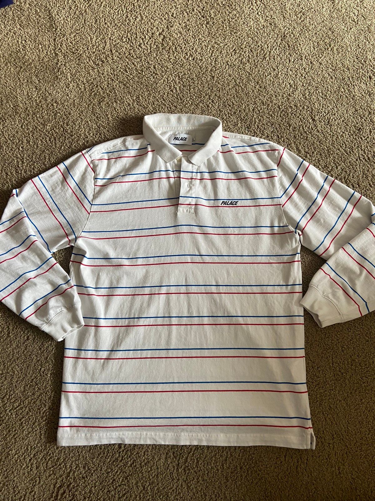 Pre-owned Palace Underline Longsleeve Polo In White