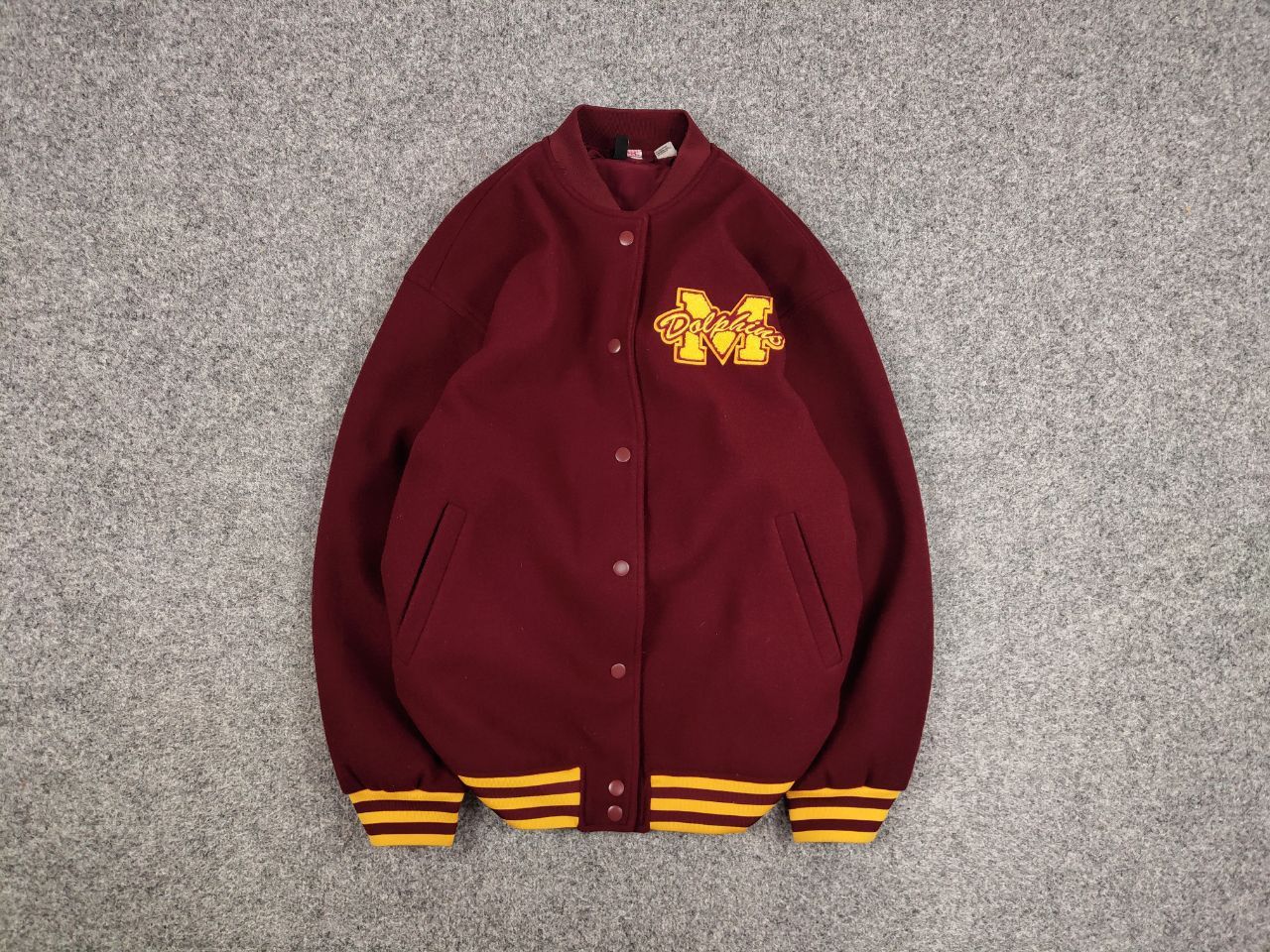 Vintage Vintage Varsity Bomber Jacket Dolphins burgundy logo Size US M / EU 48-50 / 2 - 1 Thumbnail