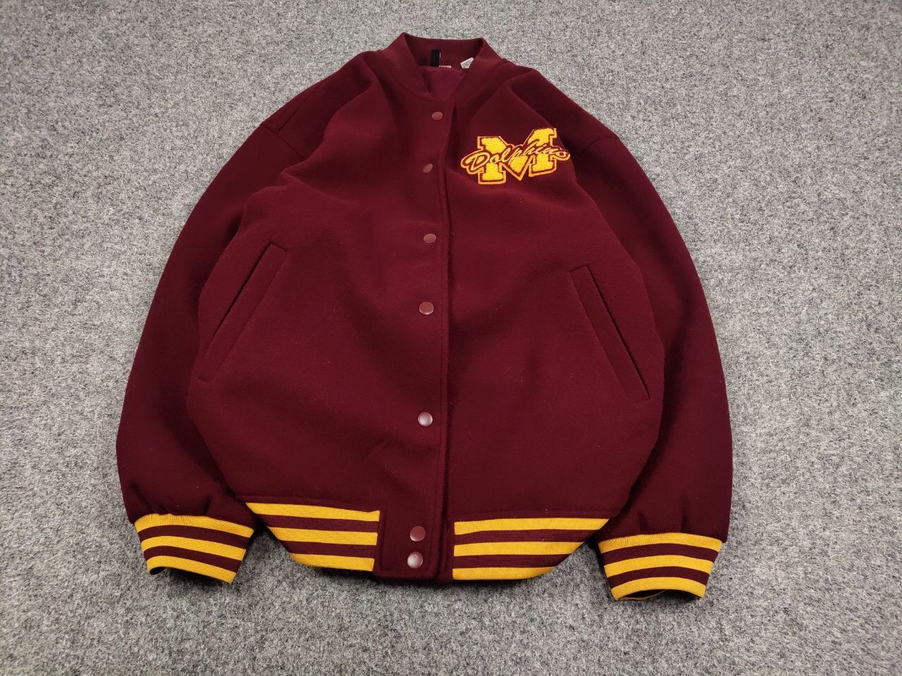 Vintage Vintage Varsity Bomber Jacket Dolphins burgundy logo Size US M / EU 48-50 / 2 - 2 Thumbnail
