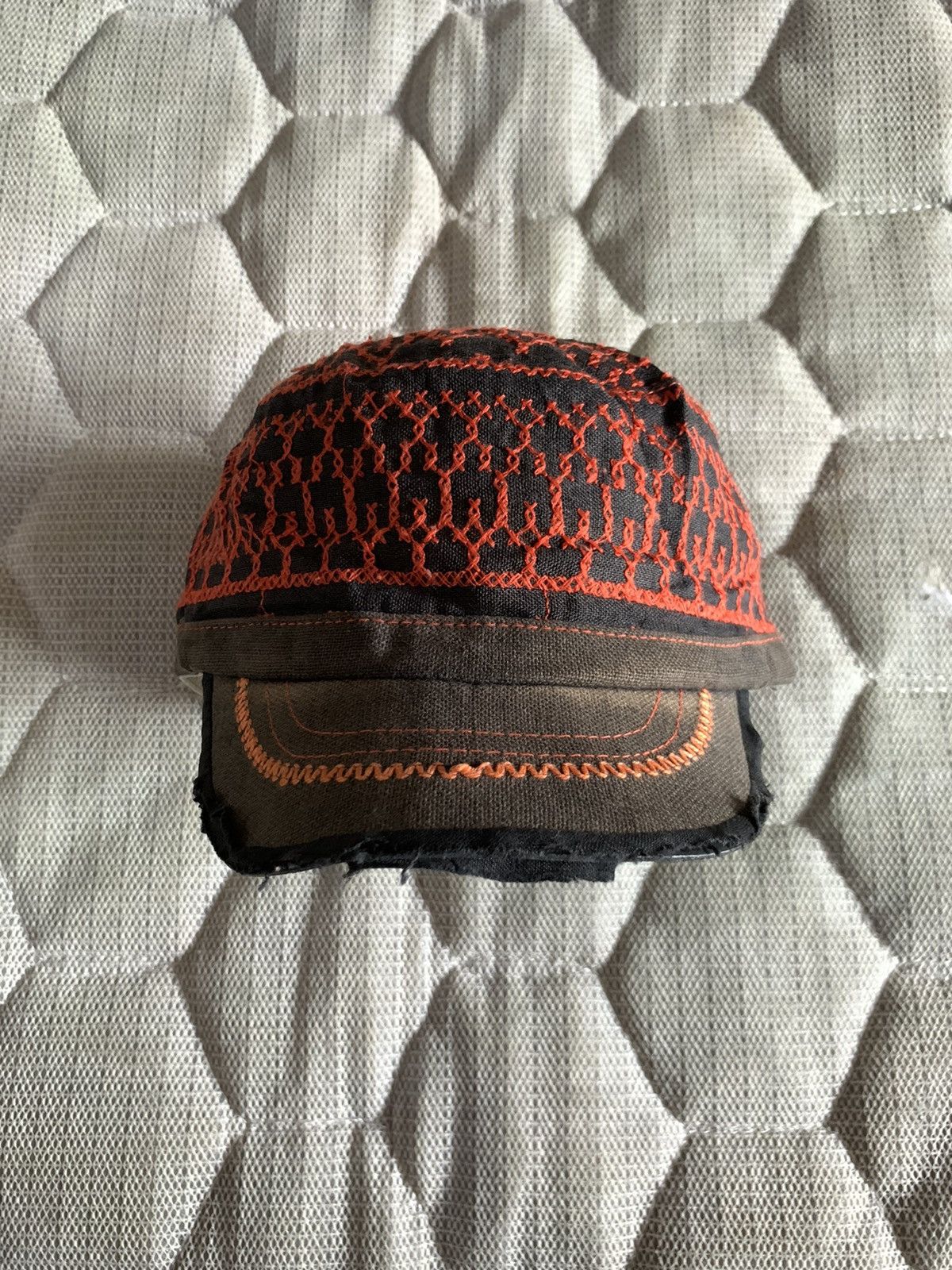 image of Archival Clothing x Ca4La Bindingofferca4La Boro Sashiko Hats in Black/Red, Men's