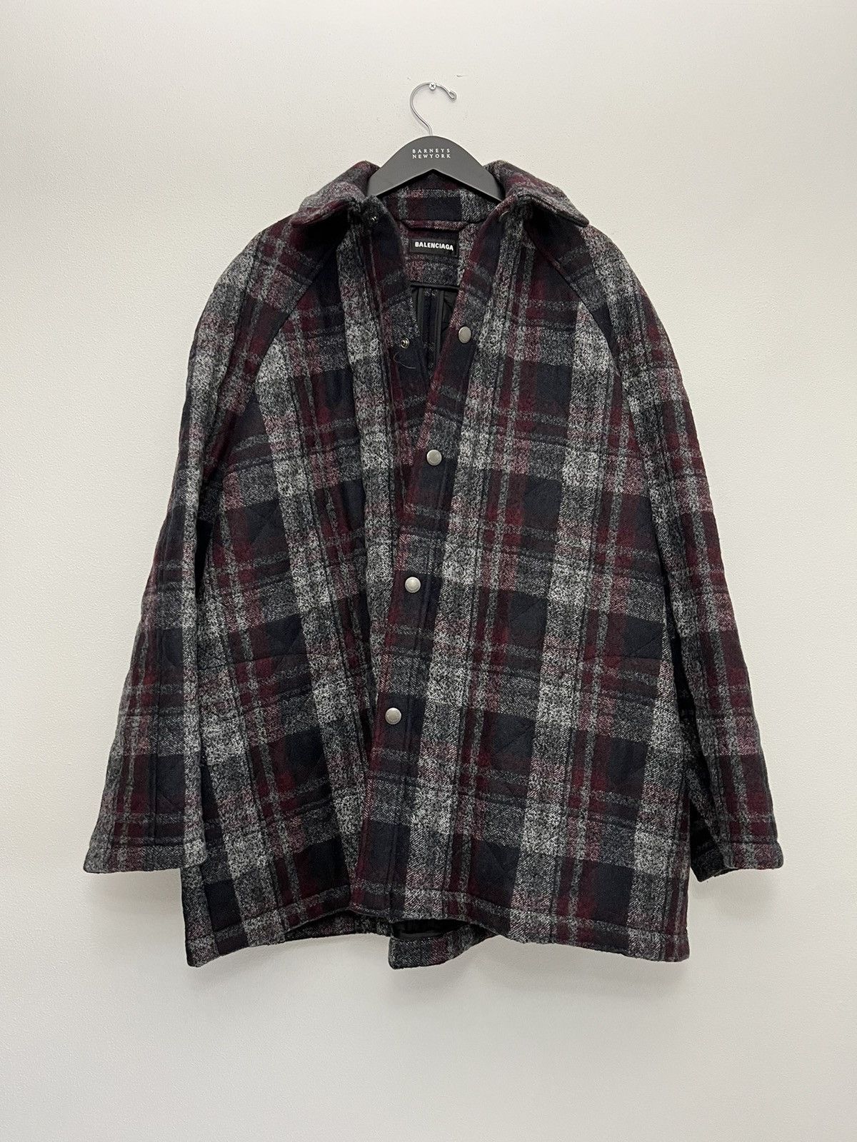 shop with low prices Balenciaga Oversized Padded Flannel Shirt ...