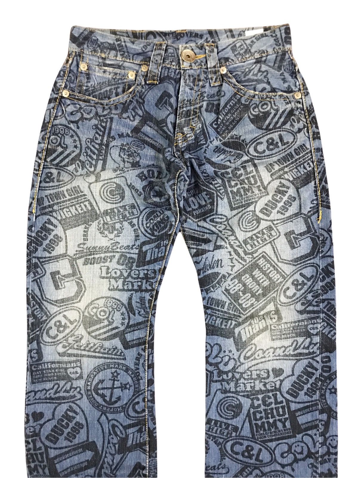 Hysteric Glamour × Japanese Brand × Vintage Japanese Brand Co&Lu All Overprint Denim Hysteric Style Size US 27 - 3 Thumbnail