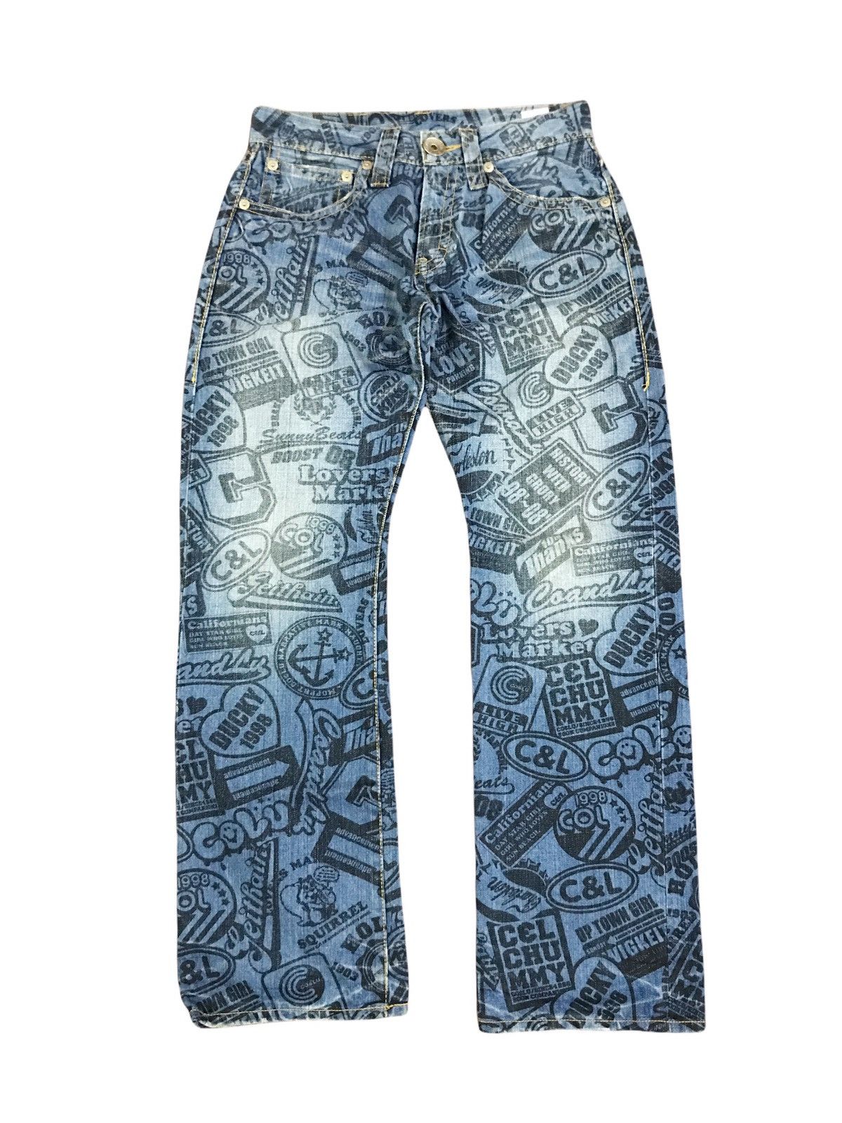 Hysteric Glamour × Japanese Brand × Vintage Japanese Brand Co&Lu All Overprint Denim Hysteric Style Size US 27 - 2 Thumbnail