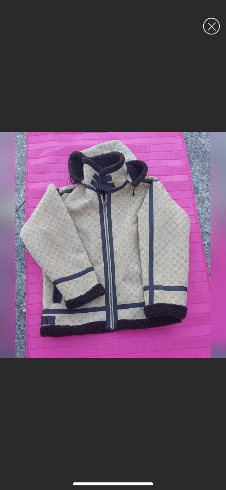 Vintage Monogram Vegan Suede Sherpa jacket 90s Designer