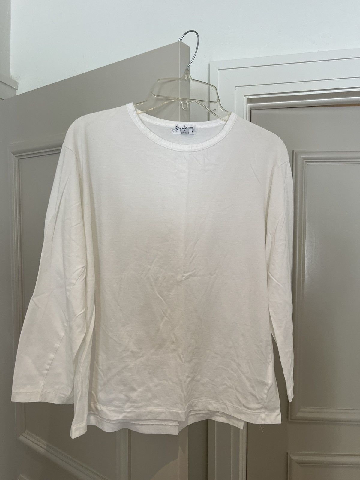 image of Yohji Yamamoto Pour Homme White Long Sleeve Tee, Men's (Size Large)